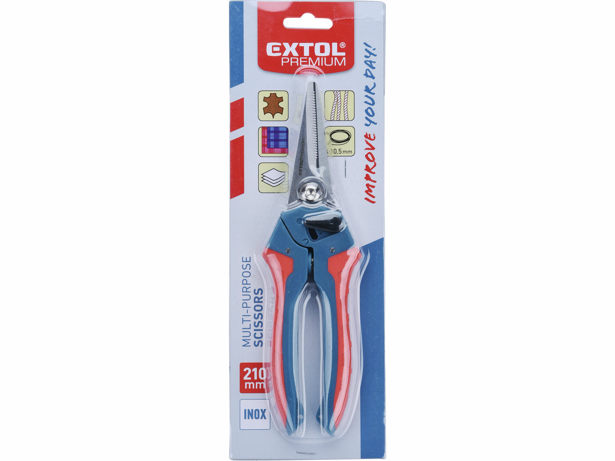 EXTOL PREMIUM 8855202 Nožnice viacúčelové rovné, 200mm, antikorová oceľ, s pružinou