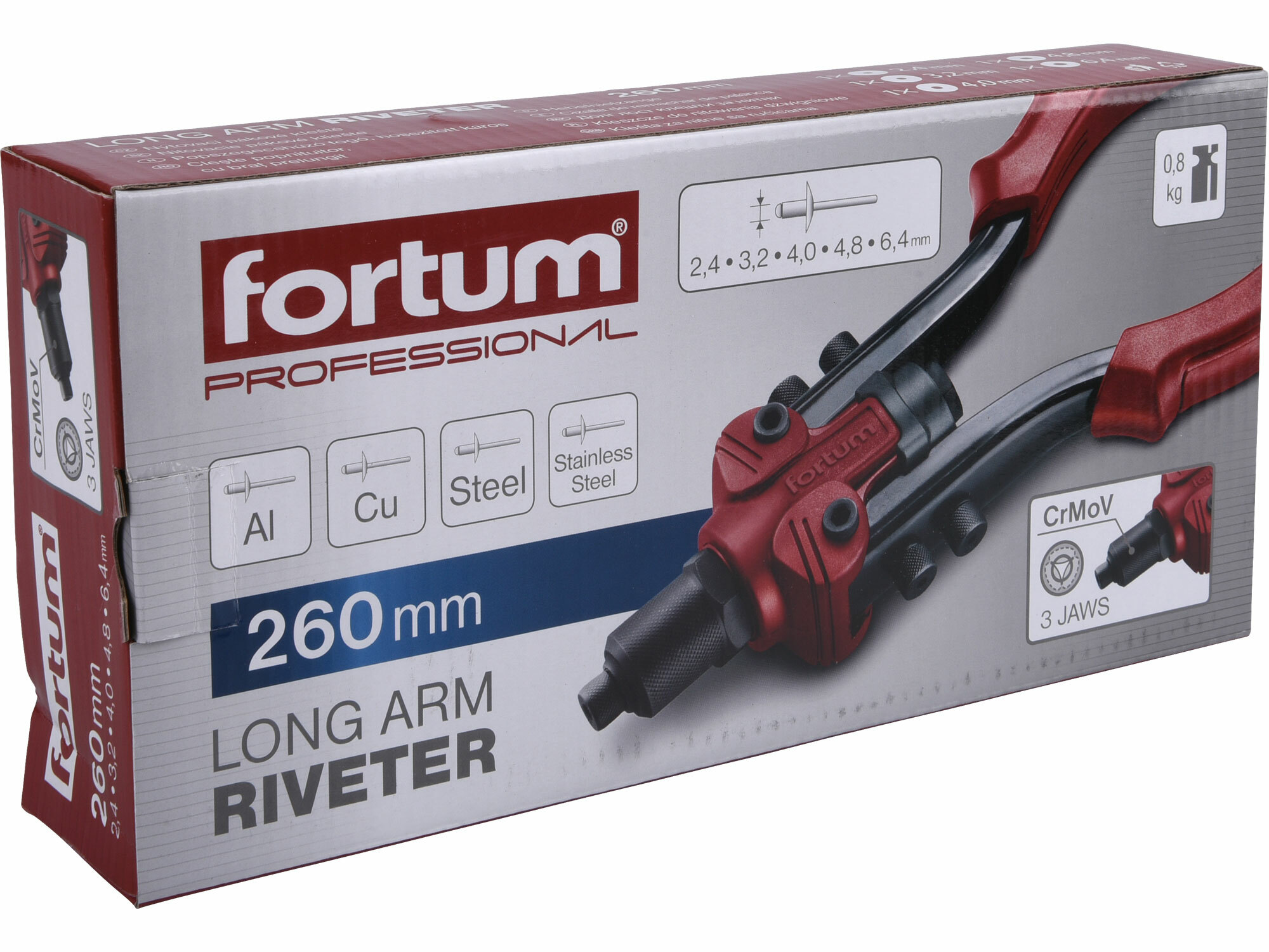 FORTUM 4770611 Kliešte nitovacie pákové, 260mm, Ø 2,4-6,4mm