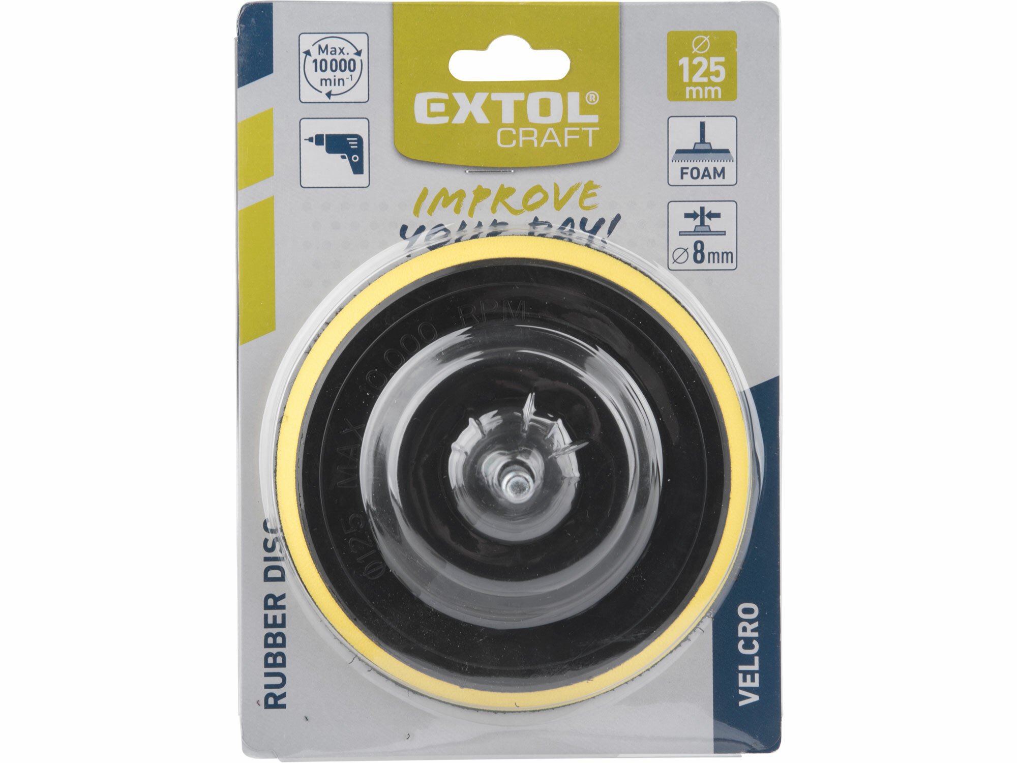 EXTOL CRAFT 108425 Tanier unášací so suchým zipsom so stopkou, Ø125mm, pevný