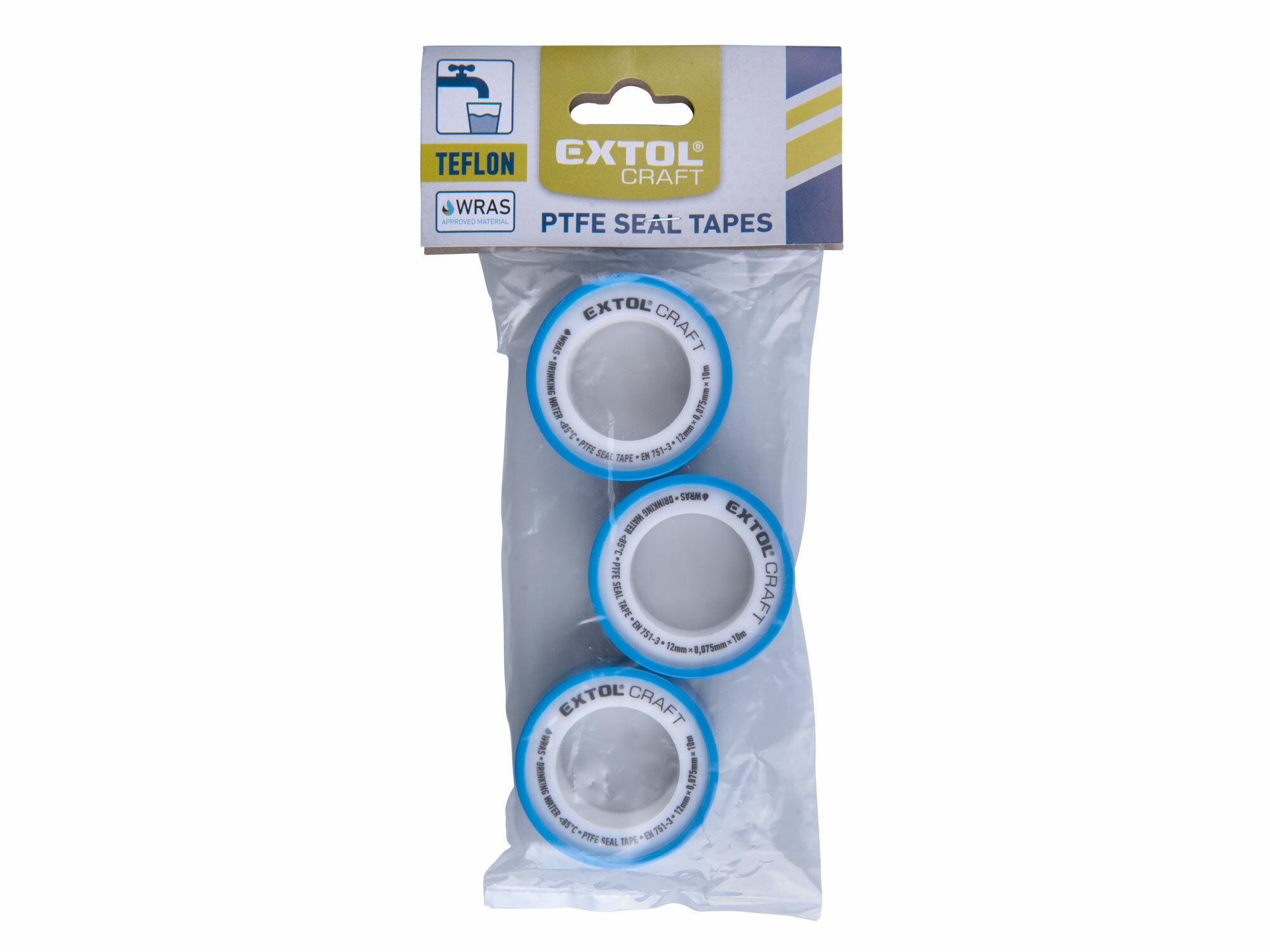 EXTOL CRAFT 47530 Pásky teflónové, 3ks, 12mmx10m, hr. 0,075mm
