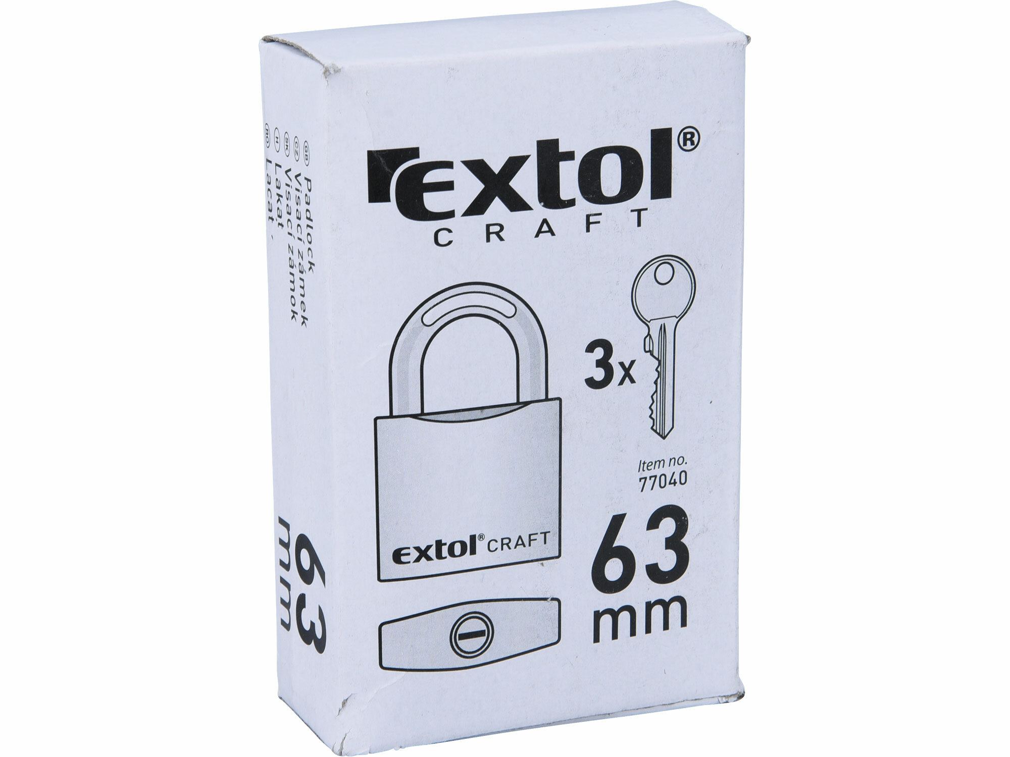 EXTOL CRAFT 77040 Zámok visací liatinový, 3 kľúče, 63mm