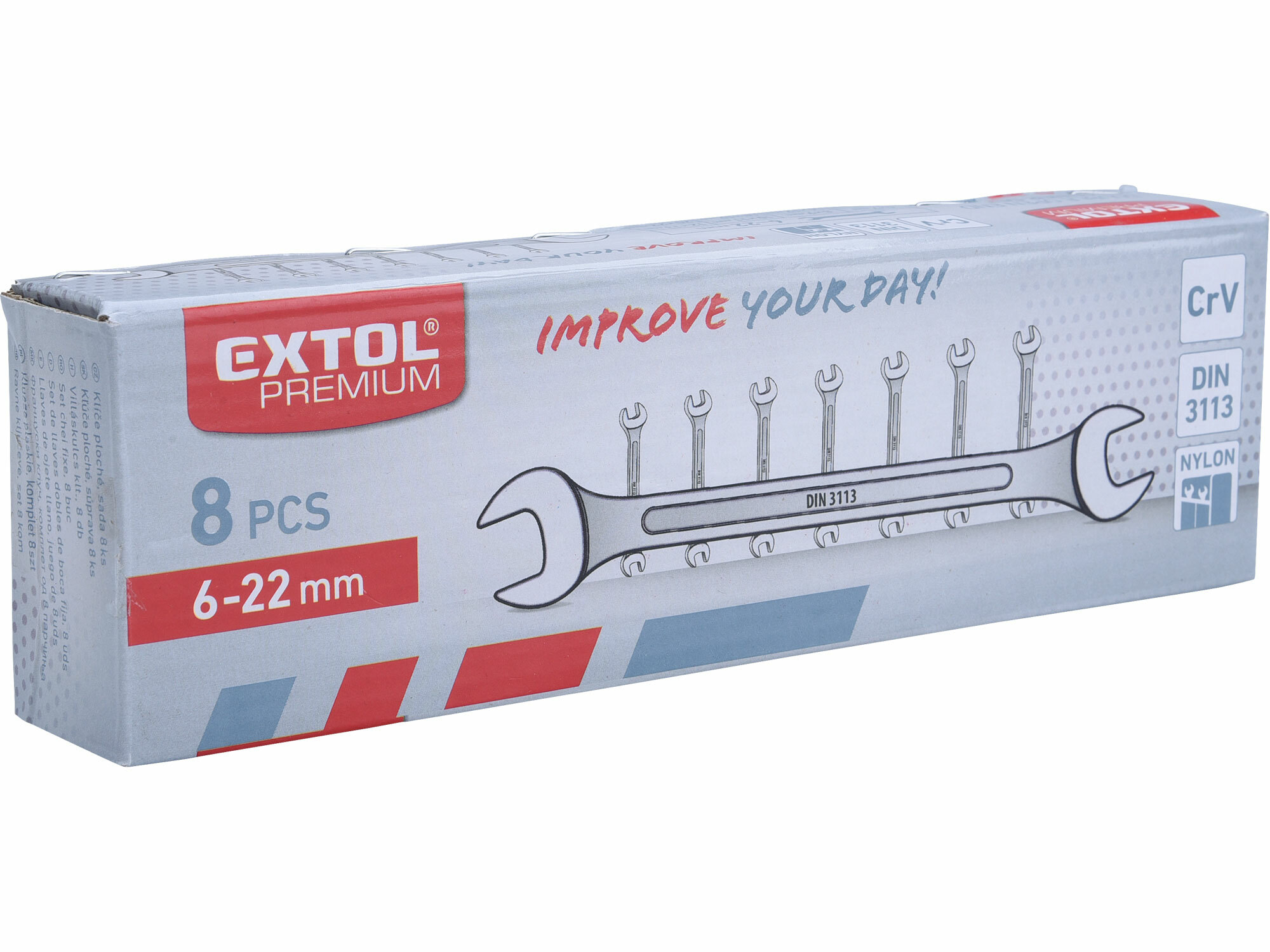 EXTOL PREMIUM 6119 Kľúče vidlicové, 8-dielna sada, 6-22mm