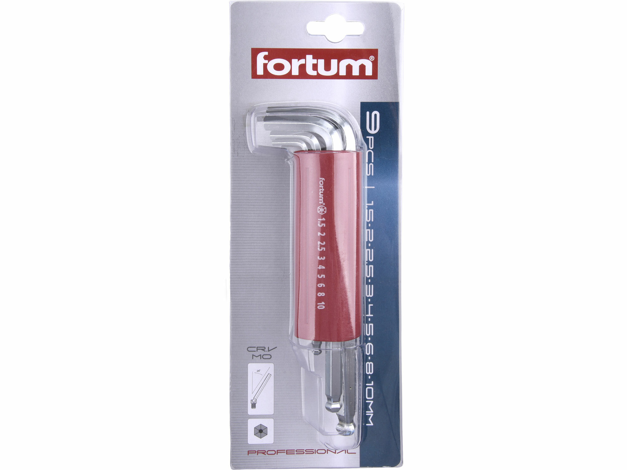 FORTUM 4710100 Kľúče imbusové s guľôčkou, 9-dielna sada
