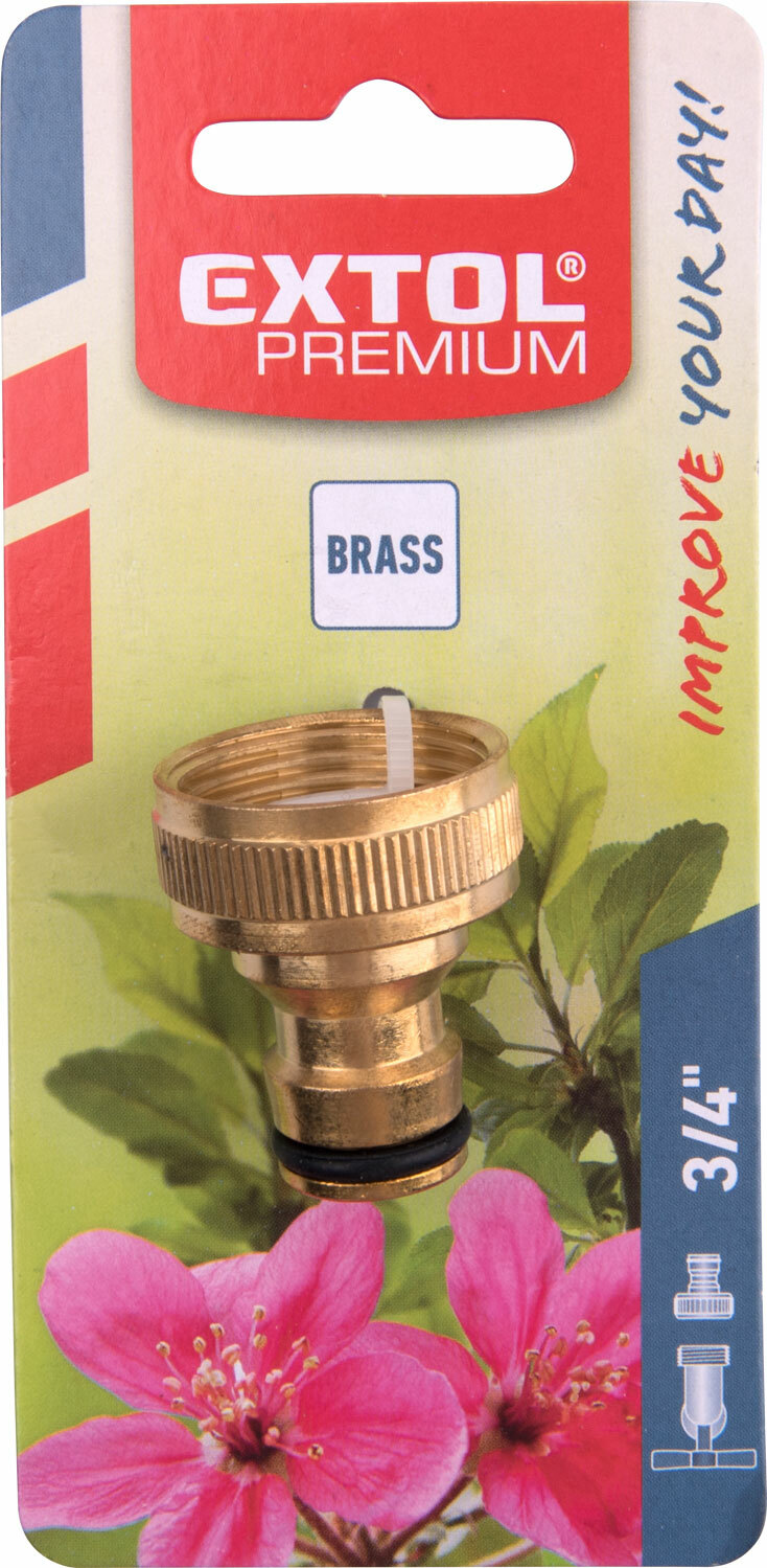 EXTOL PREMIUM 8876023 Rýchlospojka na záhradný ventil mosadzná, adaptér na 3/4'' ventil