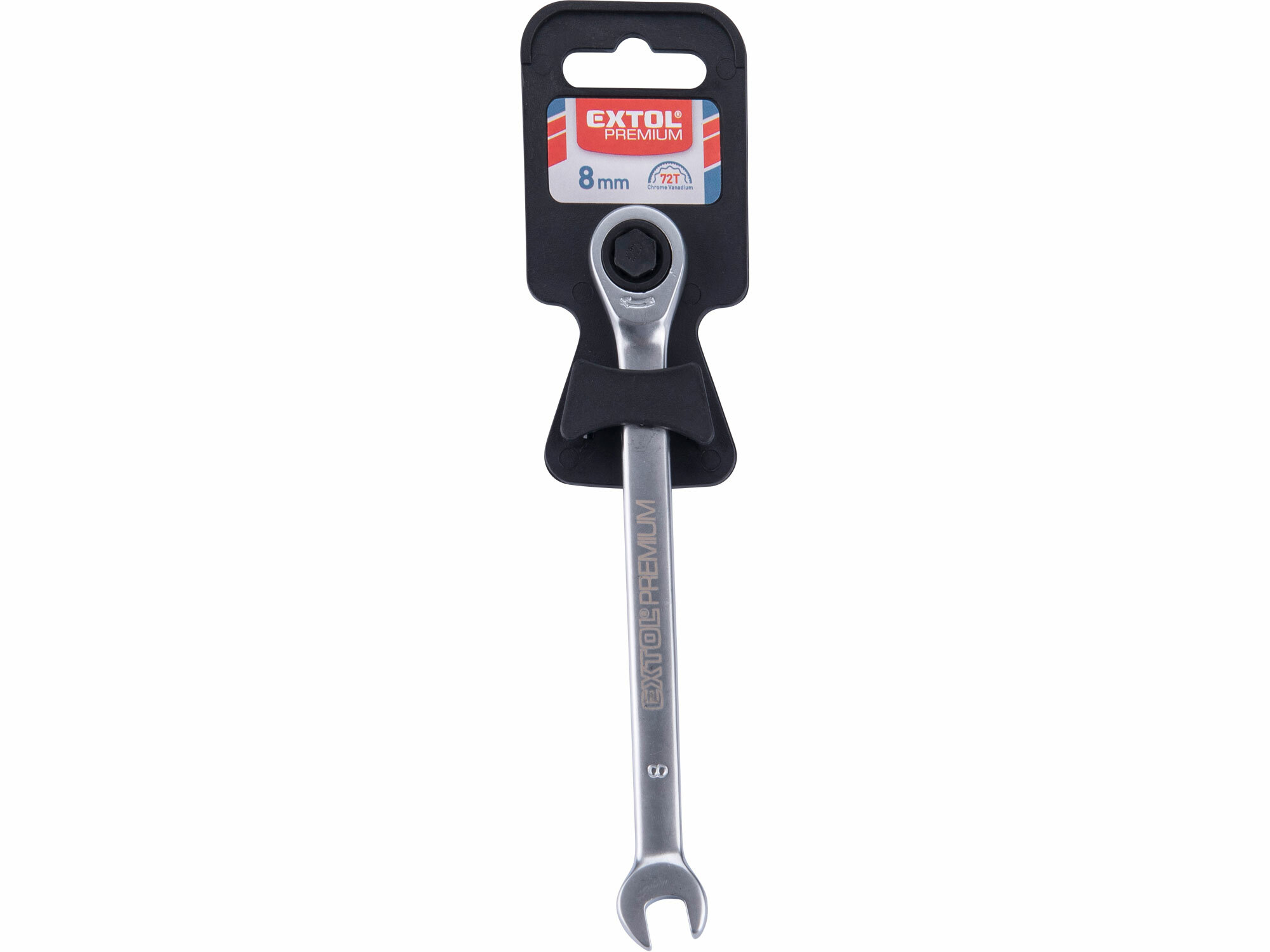 EXTOL PREMIUM 8816108 Kľúč očko-vidlicový, račňový, 72 zubov, 8mm