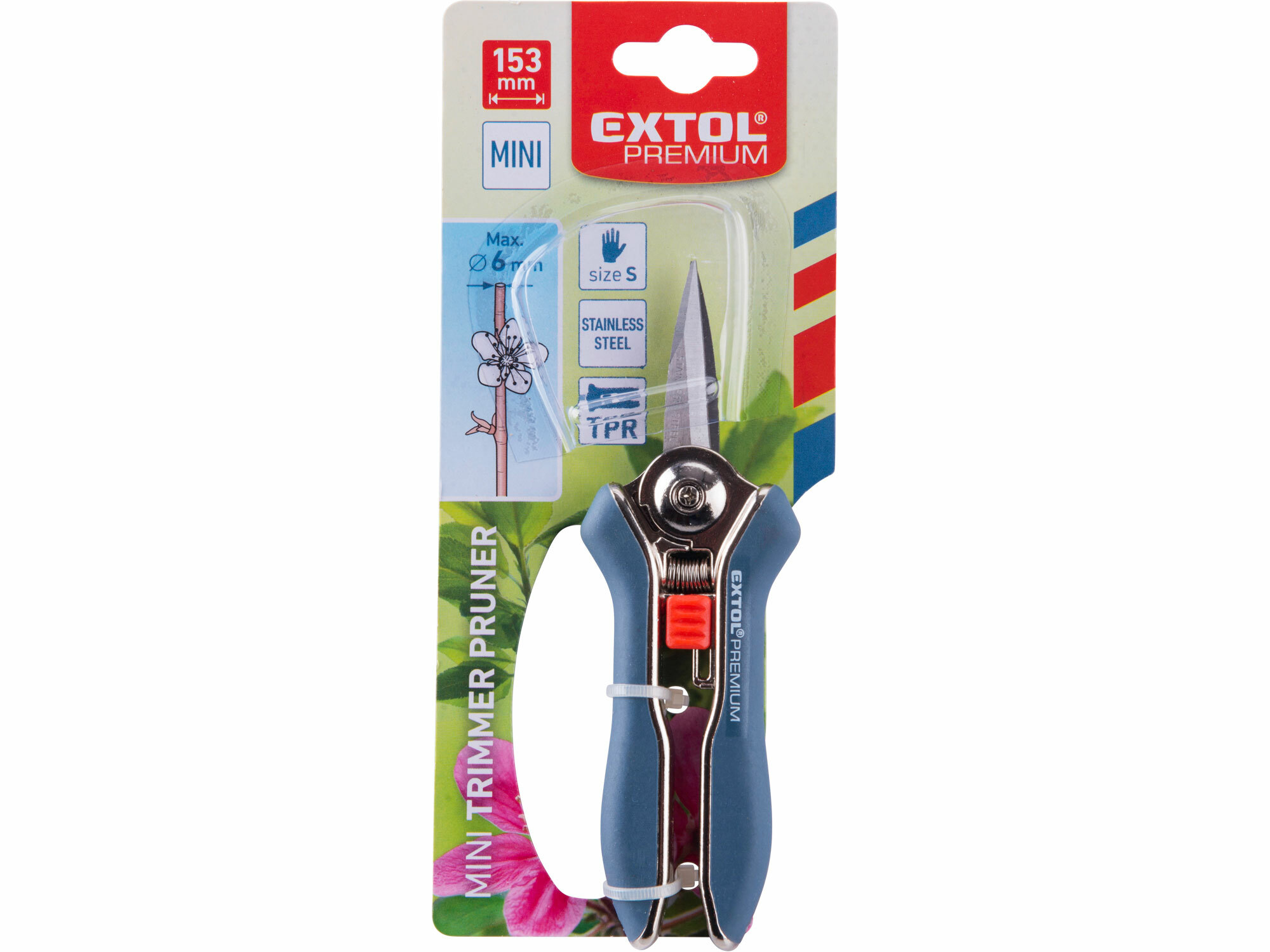 EXTOL PREMIUM 8872115 Nožnice záhradnicke krátke úzke, 153mm, max. prestrih Ø6mm