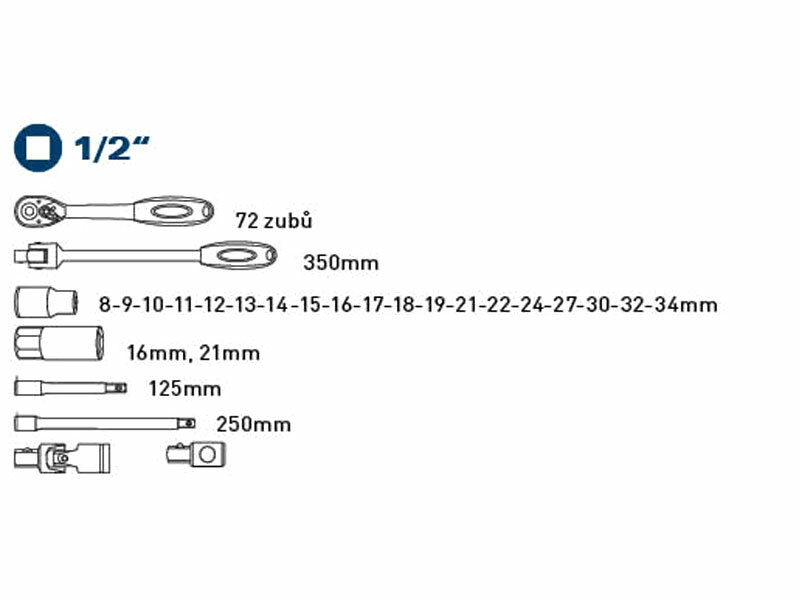 FORTUM 4700014 Sada nástrčných kľúčov, 1/2", 27ks