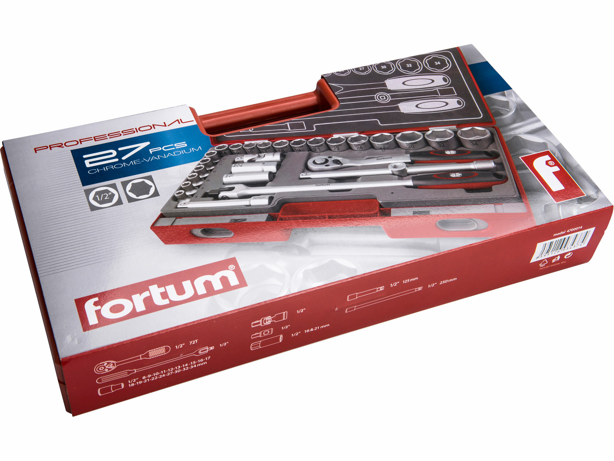 FORTUM 4700014 Sada nástrčných kľúčov, 1/2", 27ks