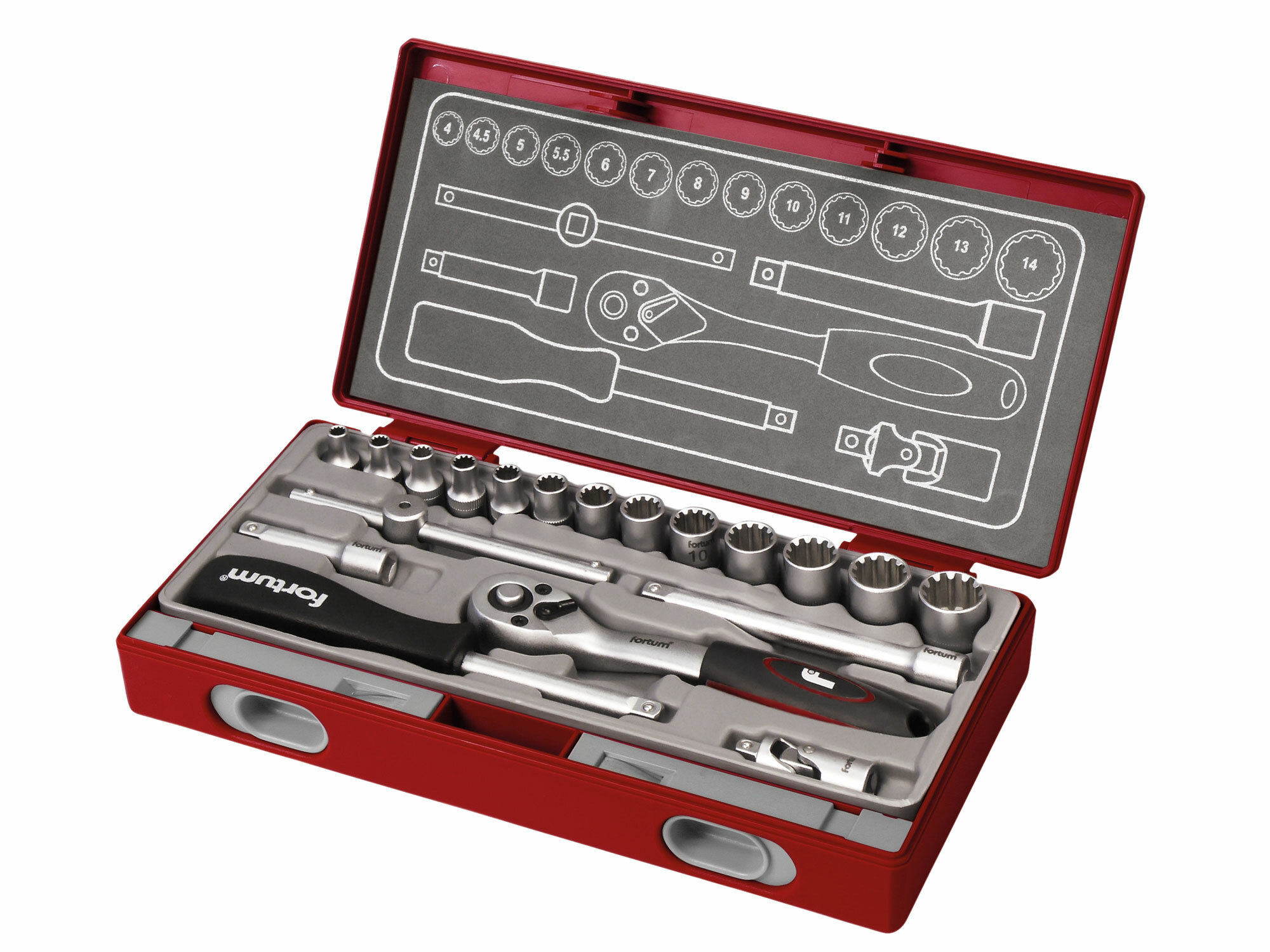 FORTUM 4700031 Sada nástrčných kľúčov Multi-lock, 1/4", 19ks