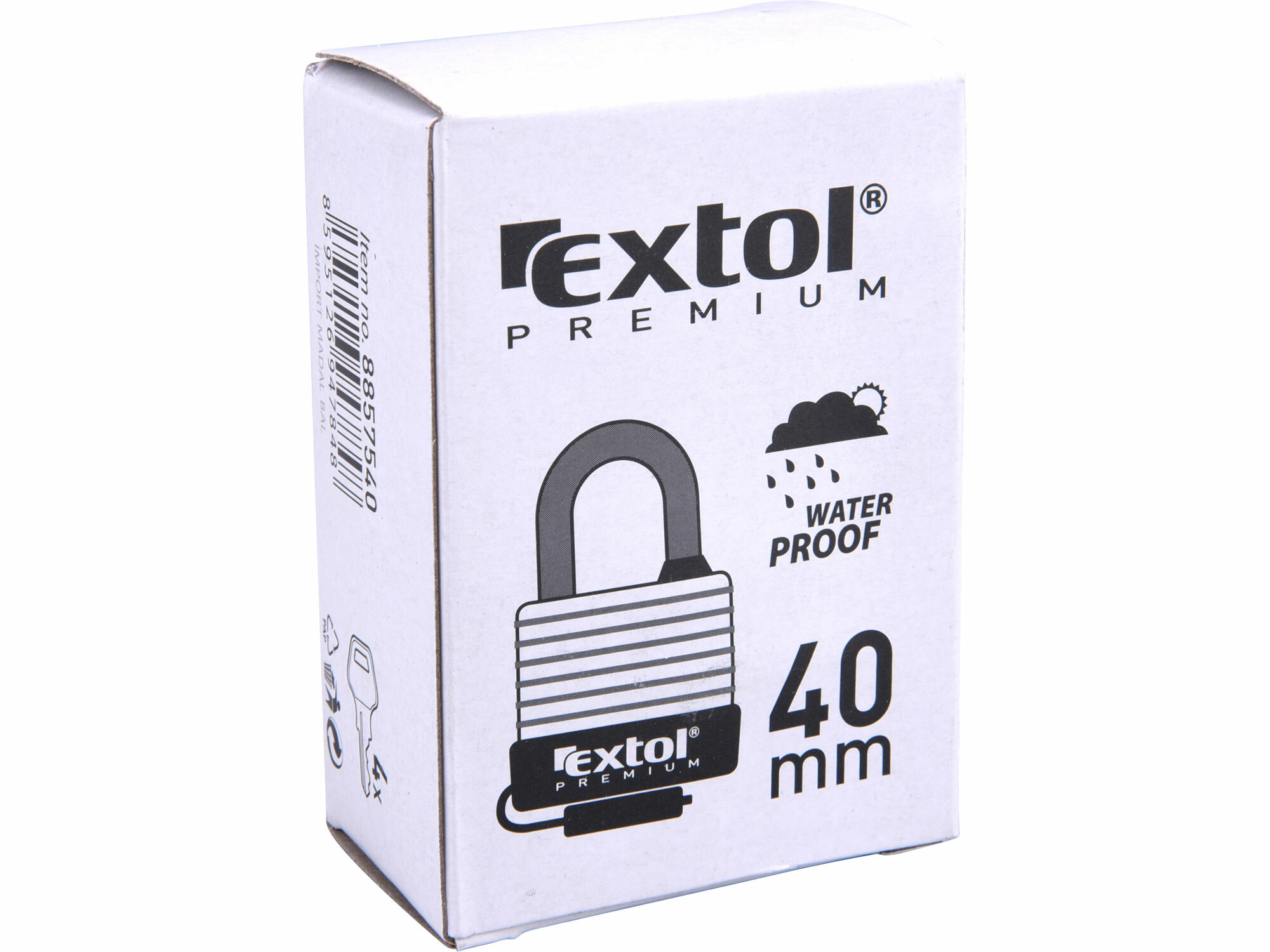 EXTOL PREMIUM 8857540 Zámok visací vodeodolný poplastovaný, 4 kľúče, 40mm