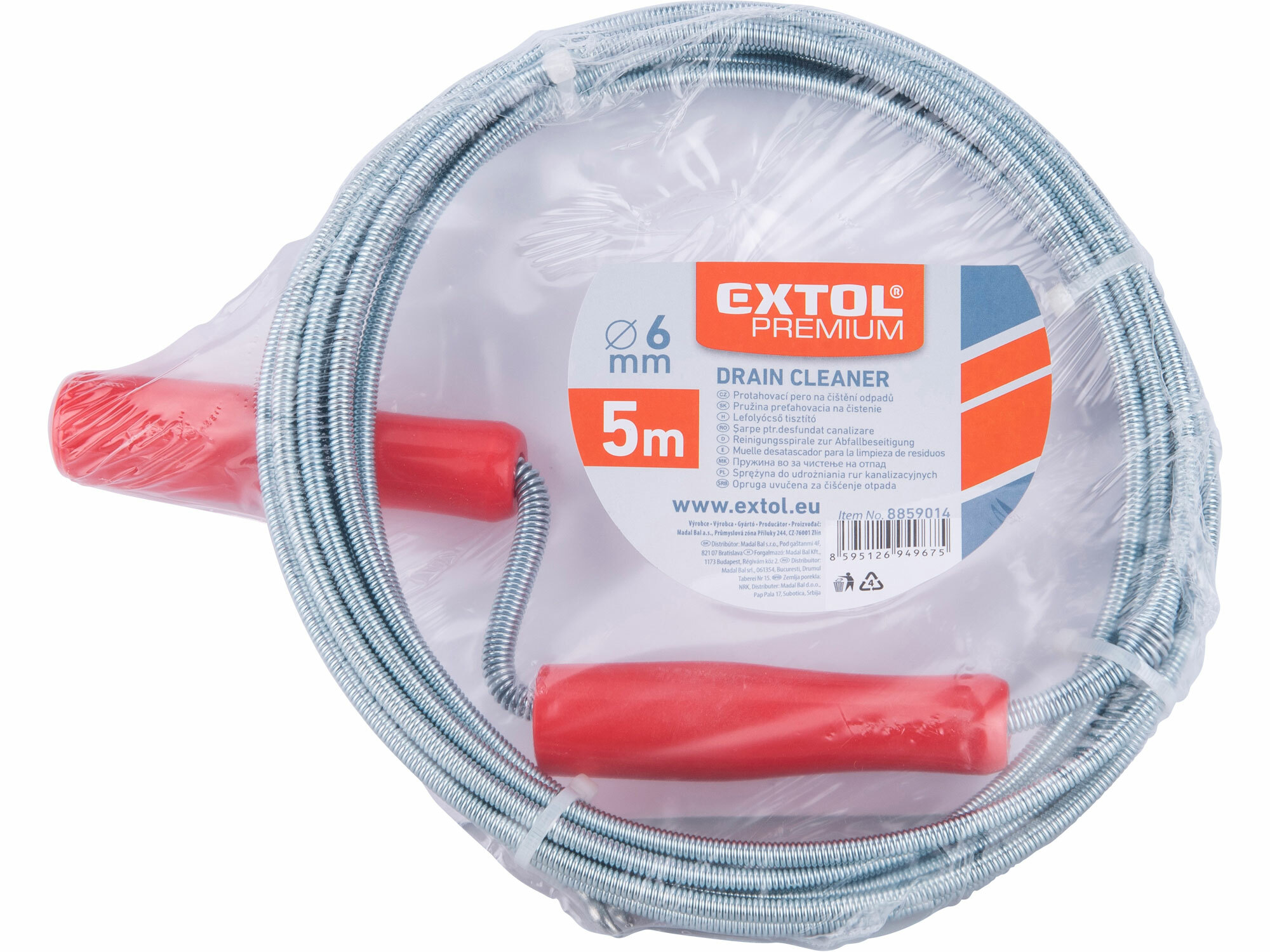 EXTOL PREMIUM 8859014 Pružina kanalizačná pochrómovaná ''krtko'' 5m, Ø6mm