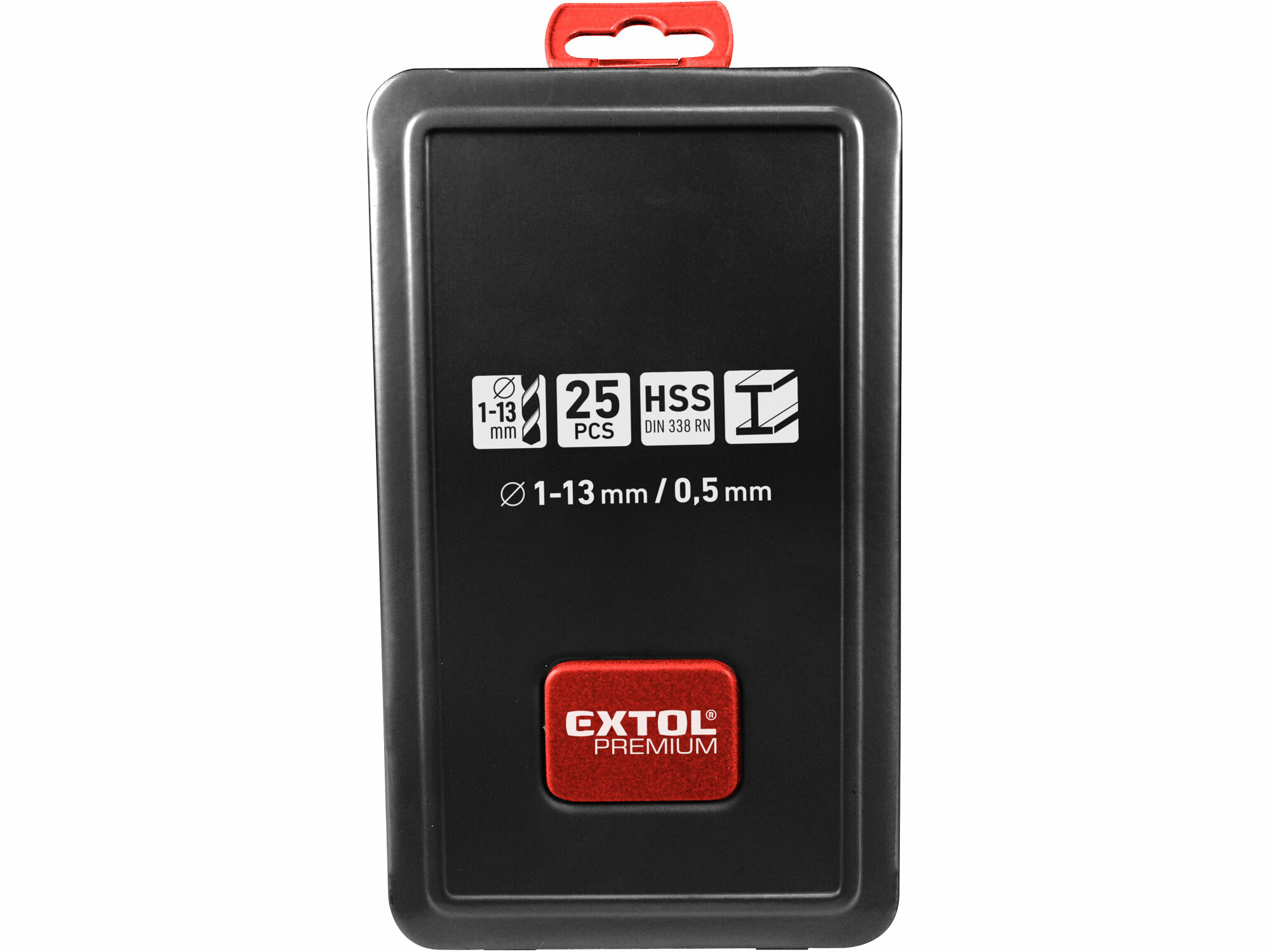 EXTOL PREMIUM 8801192 Vrtáky do kovu, HSS, DIN338, 25-dielna sada, Ø 1-13mm/0,5mm, kovové puzdro