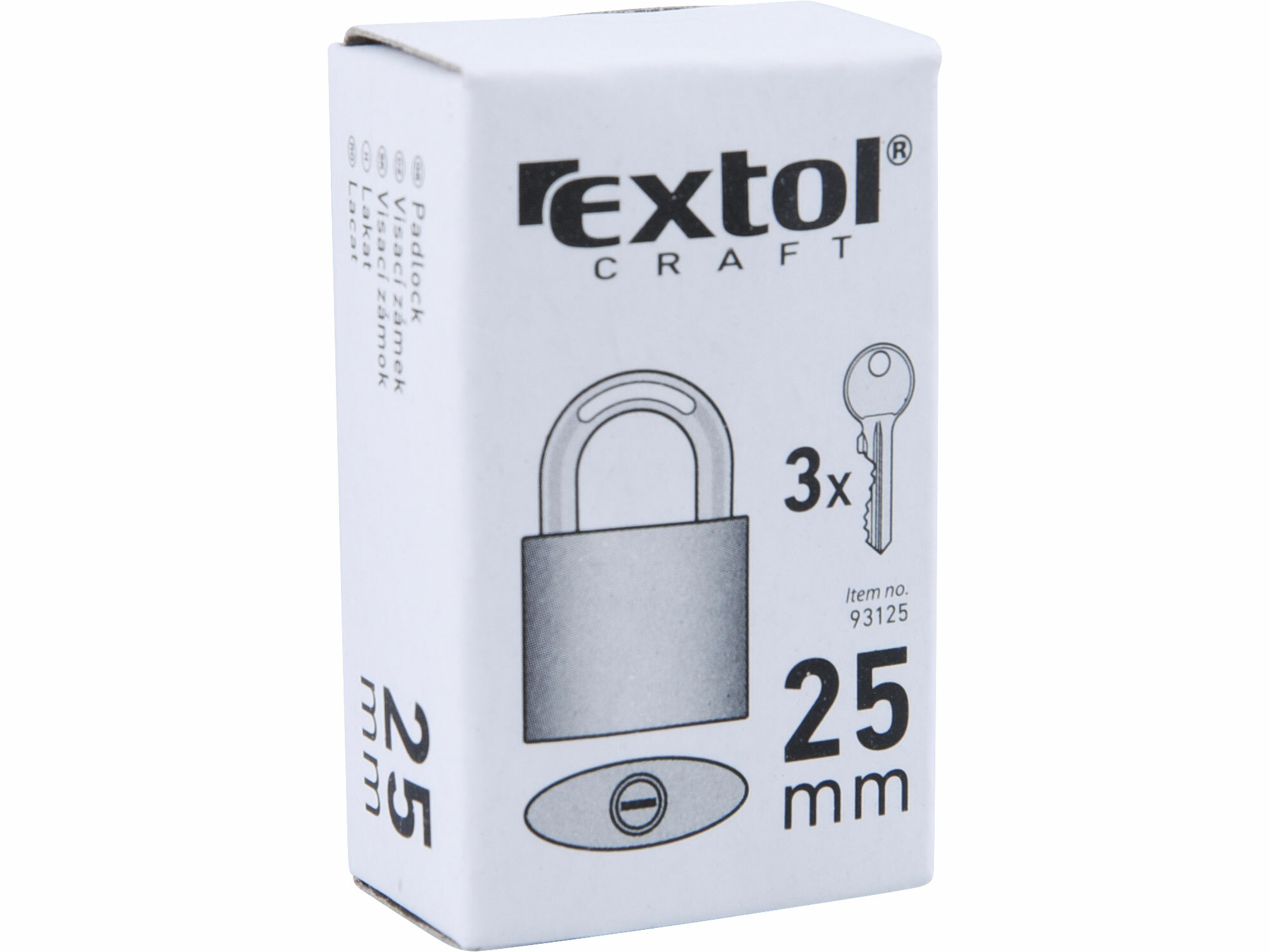 EXTOL CRAFT 93125 Zámok visací liatinový modrý, 3 kľúče, 25mm