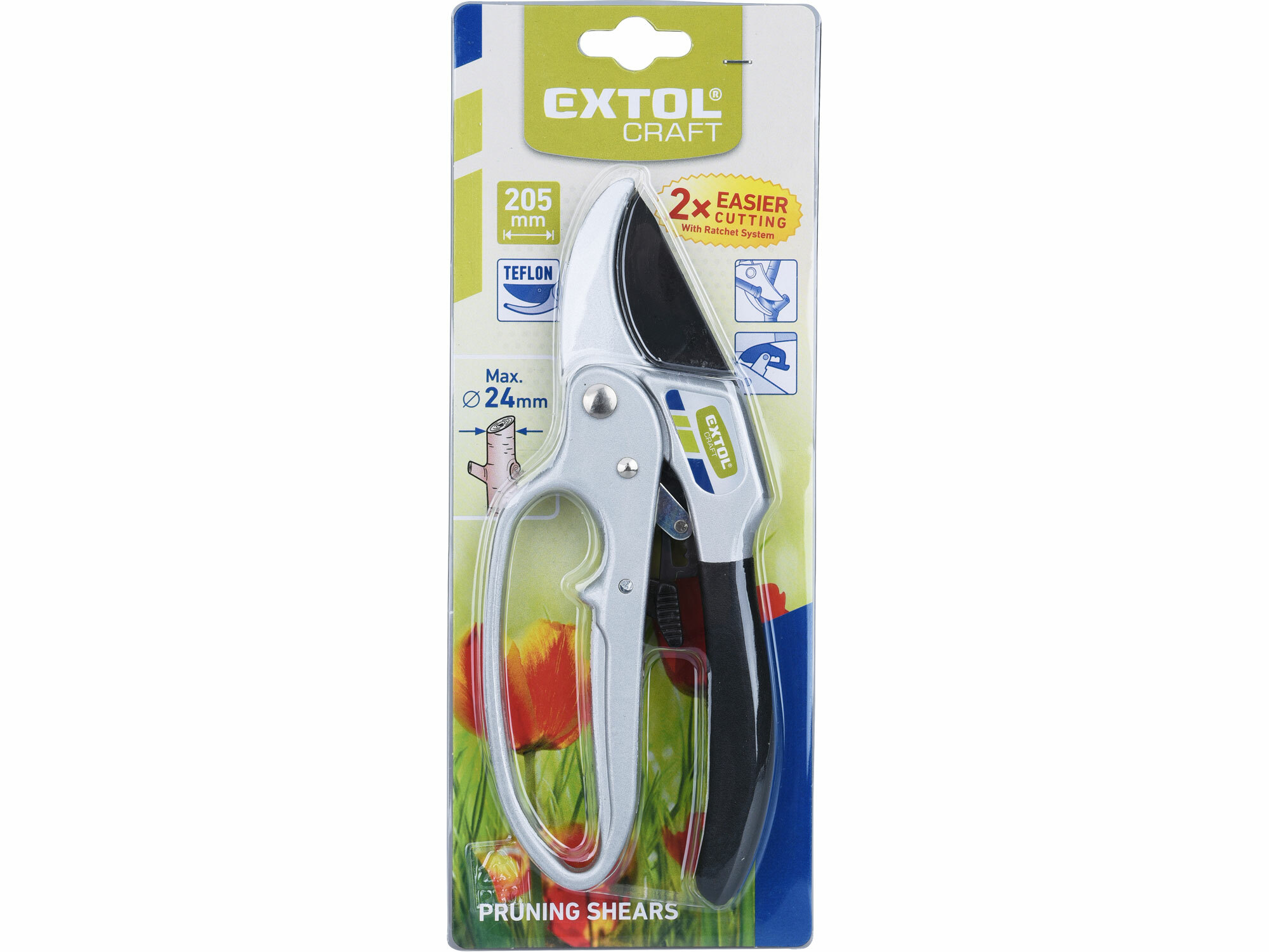 EXTOL CRAFT 9268 Nožnice záhradnícke nákovkové krokovacie prevodové, 205mm