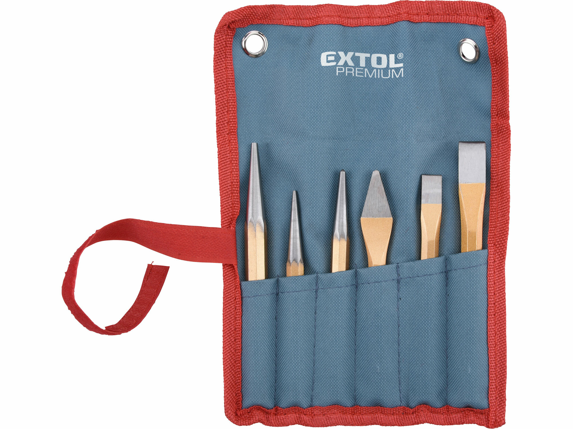 EXTOL PREMIUM 8801820 Sekáče, jamkár a priebojníky , 6-dielna sada, plechové puzdro
