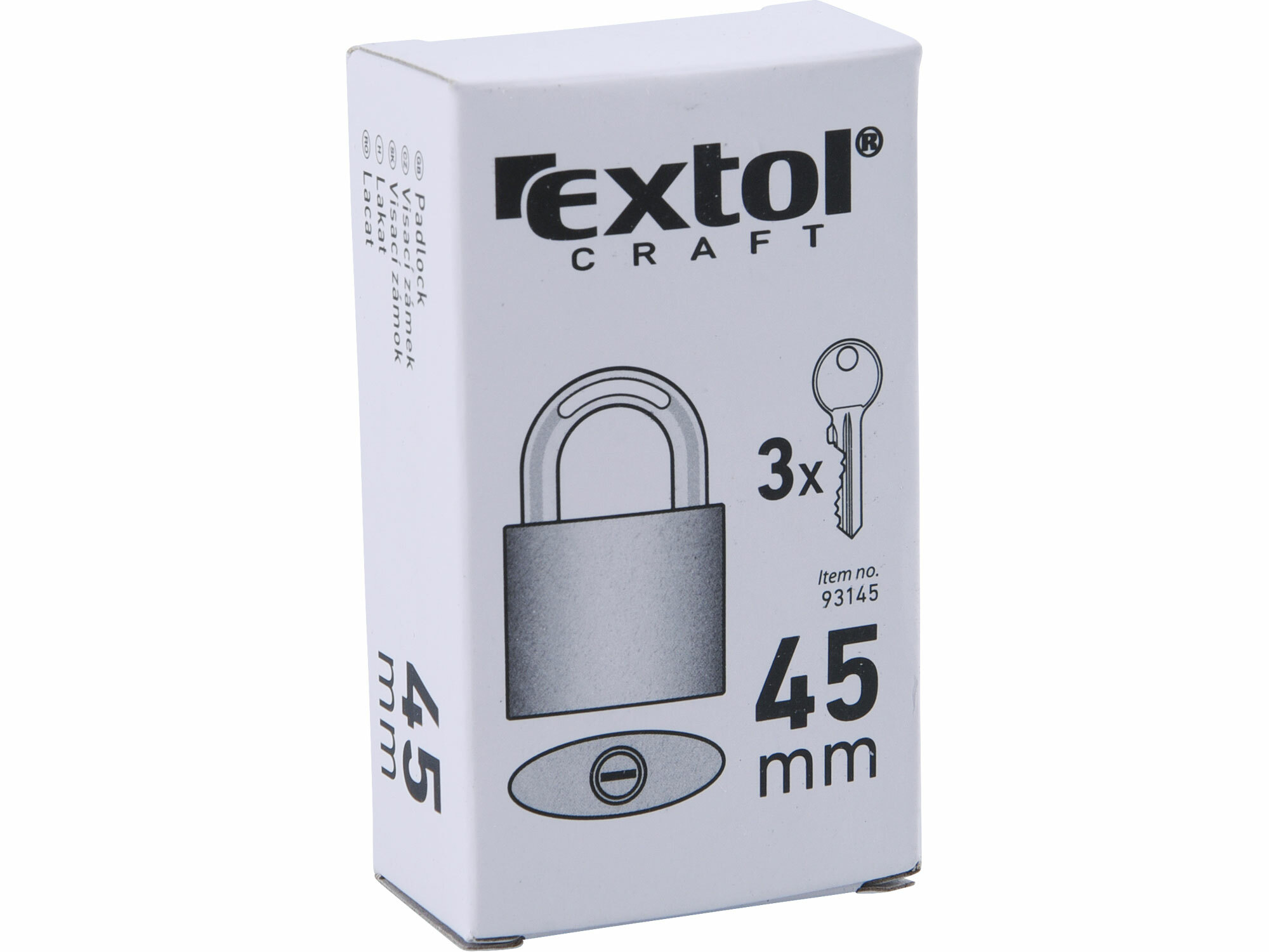 EXTOL CRAFT 93145 Zámok visací liatinový modrý, 3 kľúče, 45mm
