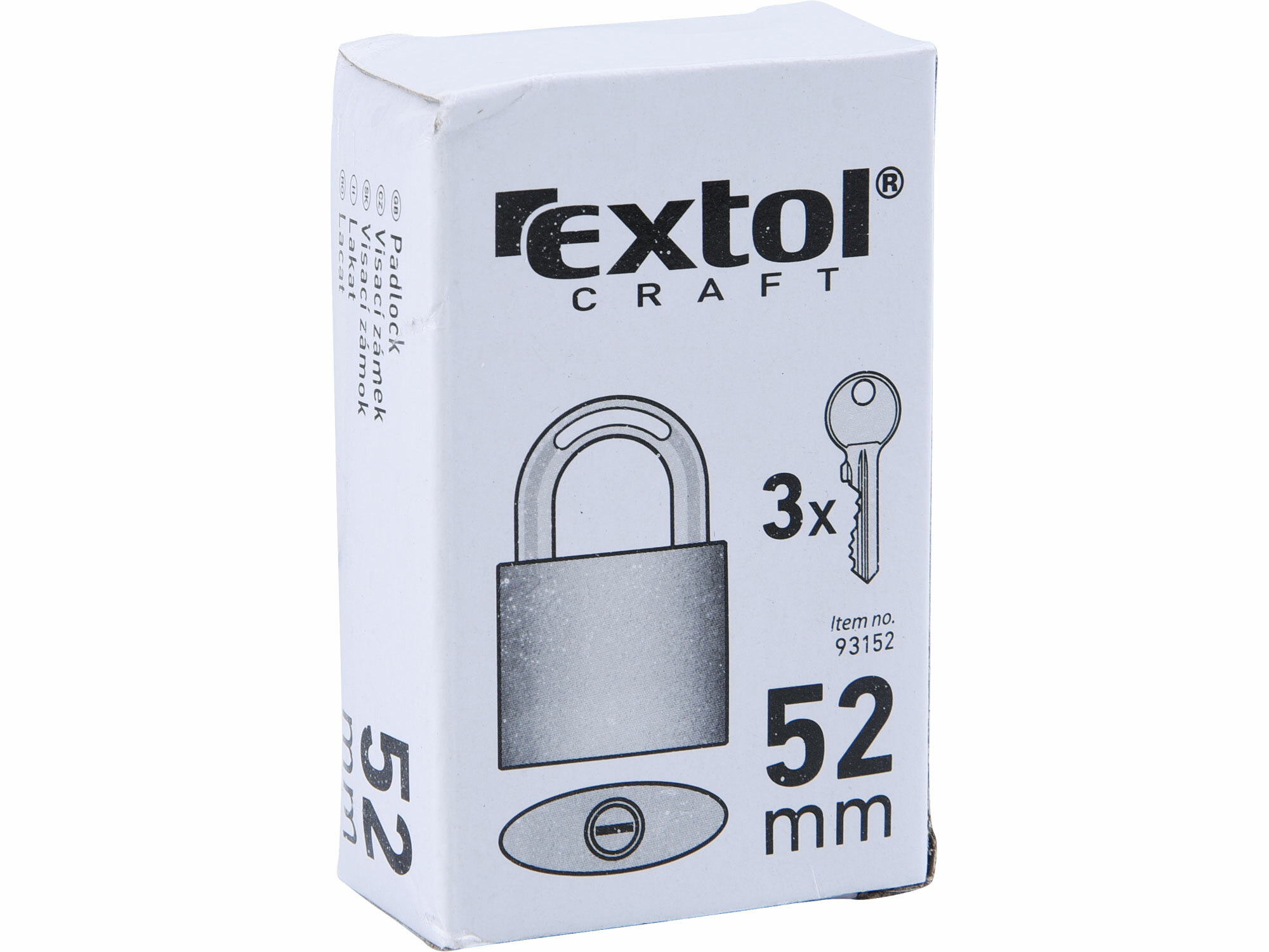 EXTOL CRAFT 93152 Zámok visací liatinový modrý, 3 kľúče, 52mm