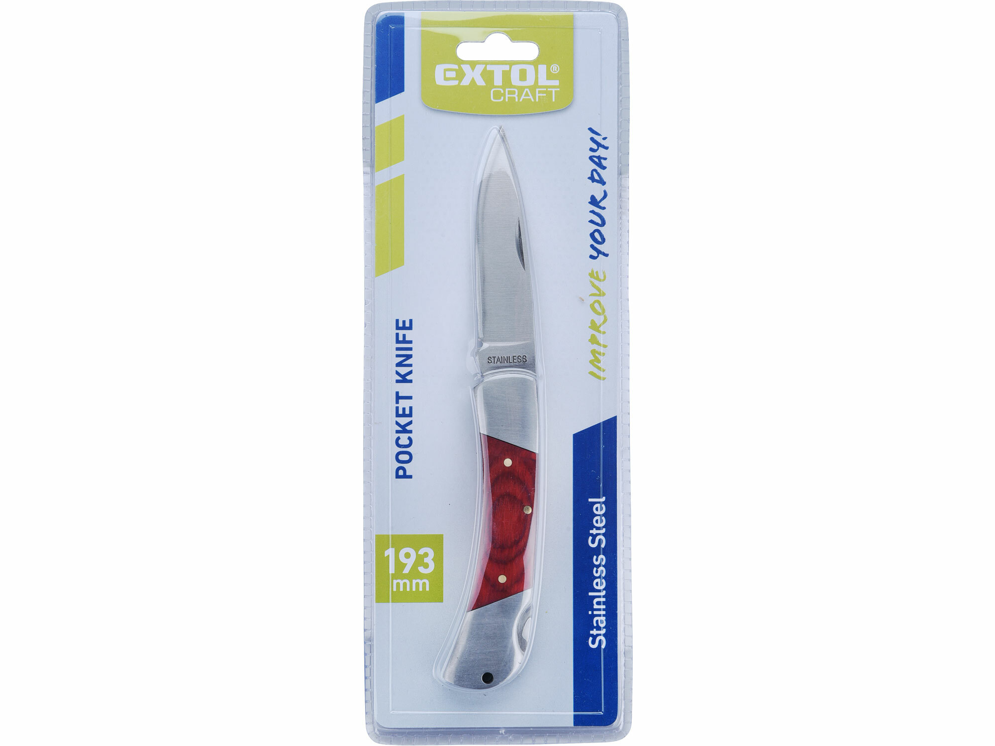 EXTOL CRAFT 91363 Nôž zatvárací s poistkou, 193mm, antikoro, drevená rukoväť