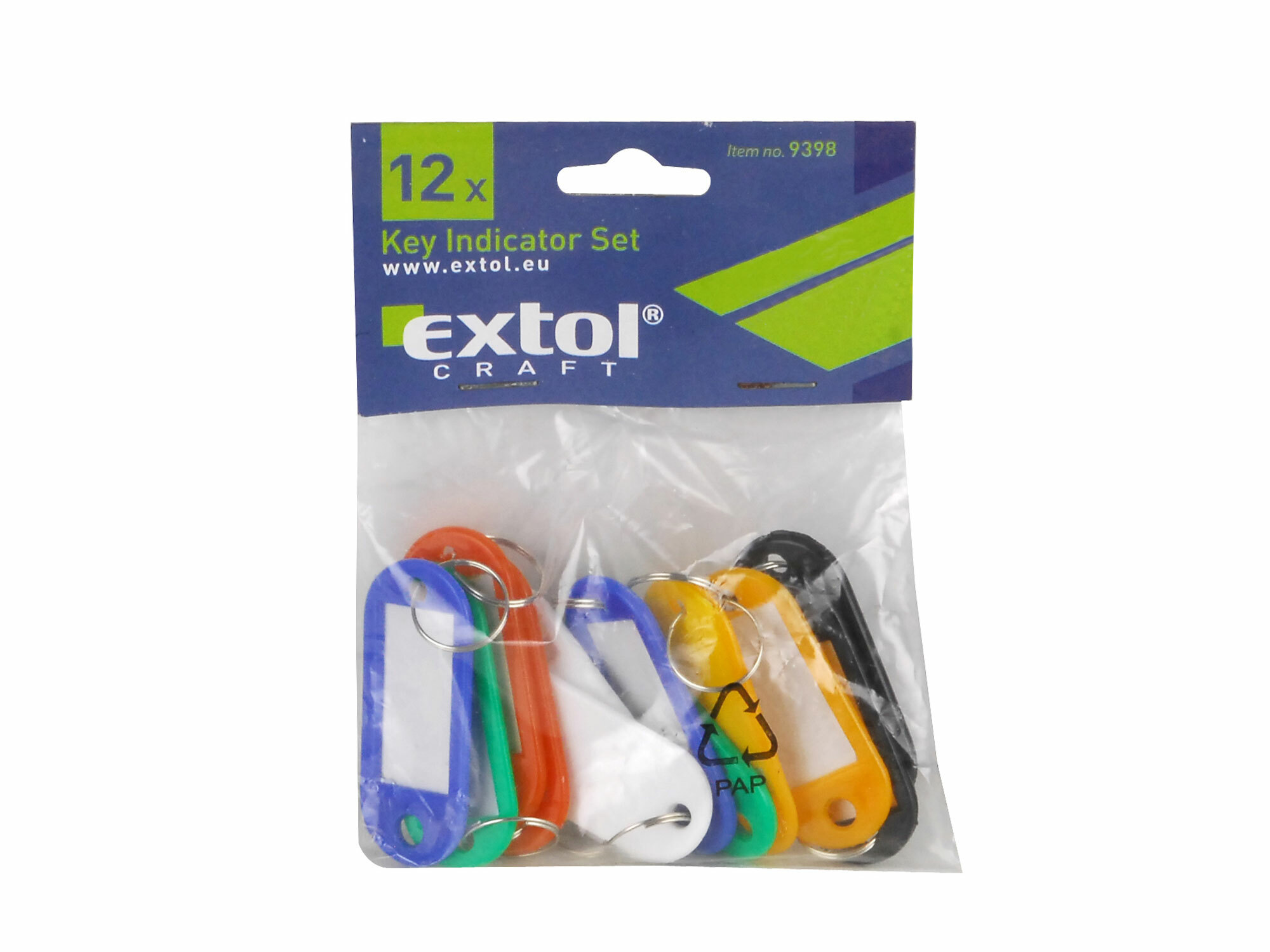 EXTOL CRAFT 9398 Visačky na kľúče s kovovým krúžkom, 12ks, popisovateľné