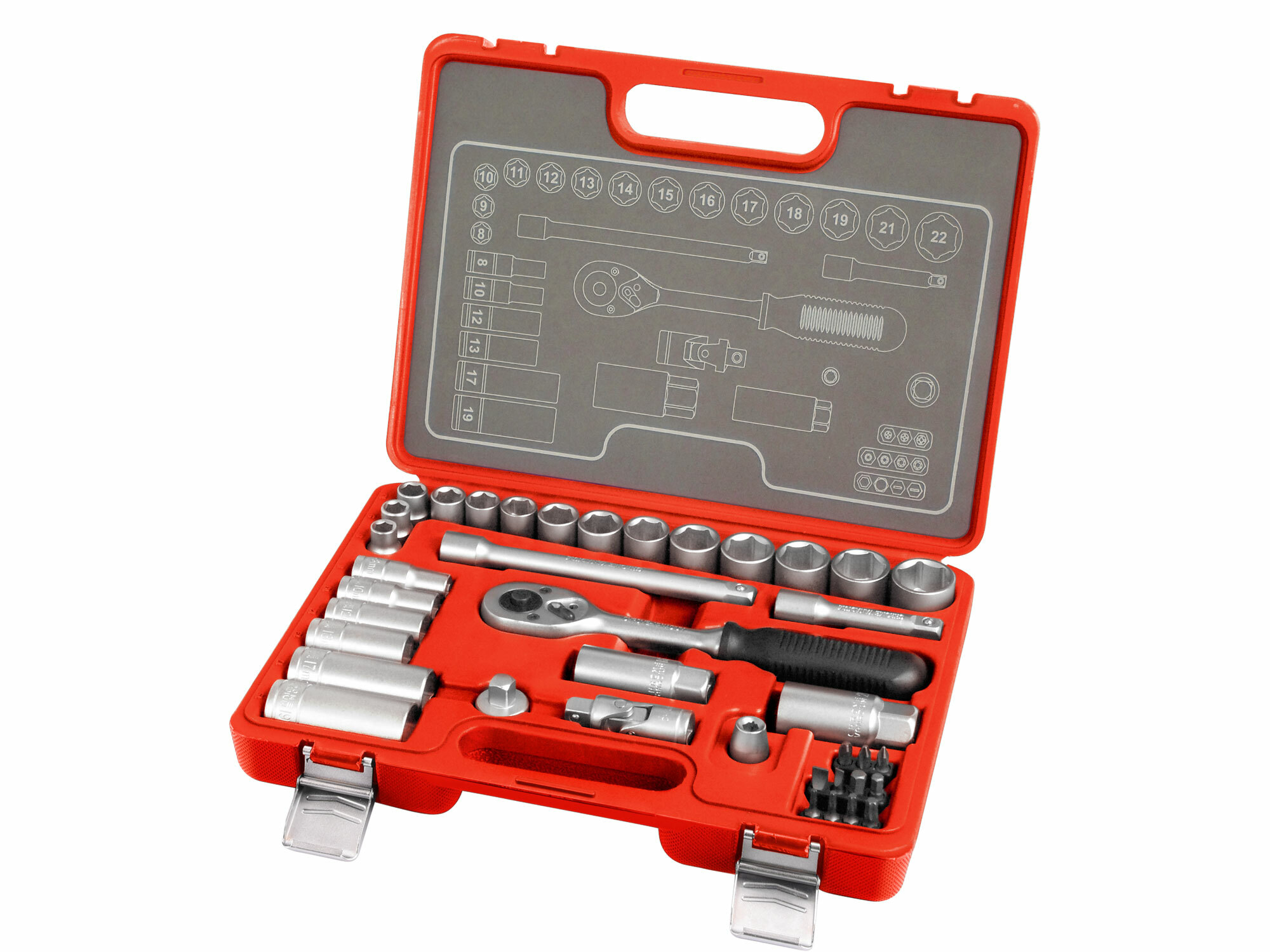 EXTOL PREMIUM 6522 Sada nástrčných a zástrčných kľúčov, 1/4", 1/2", 75ks