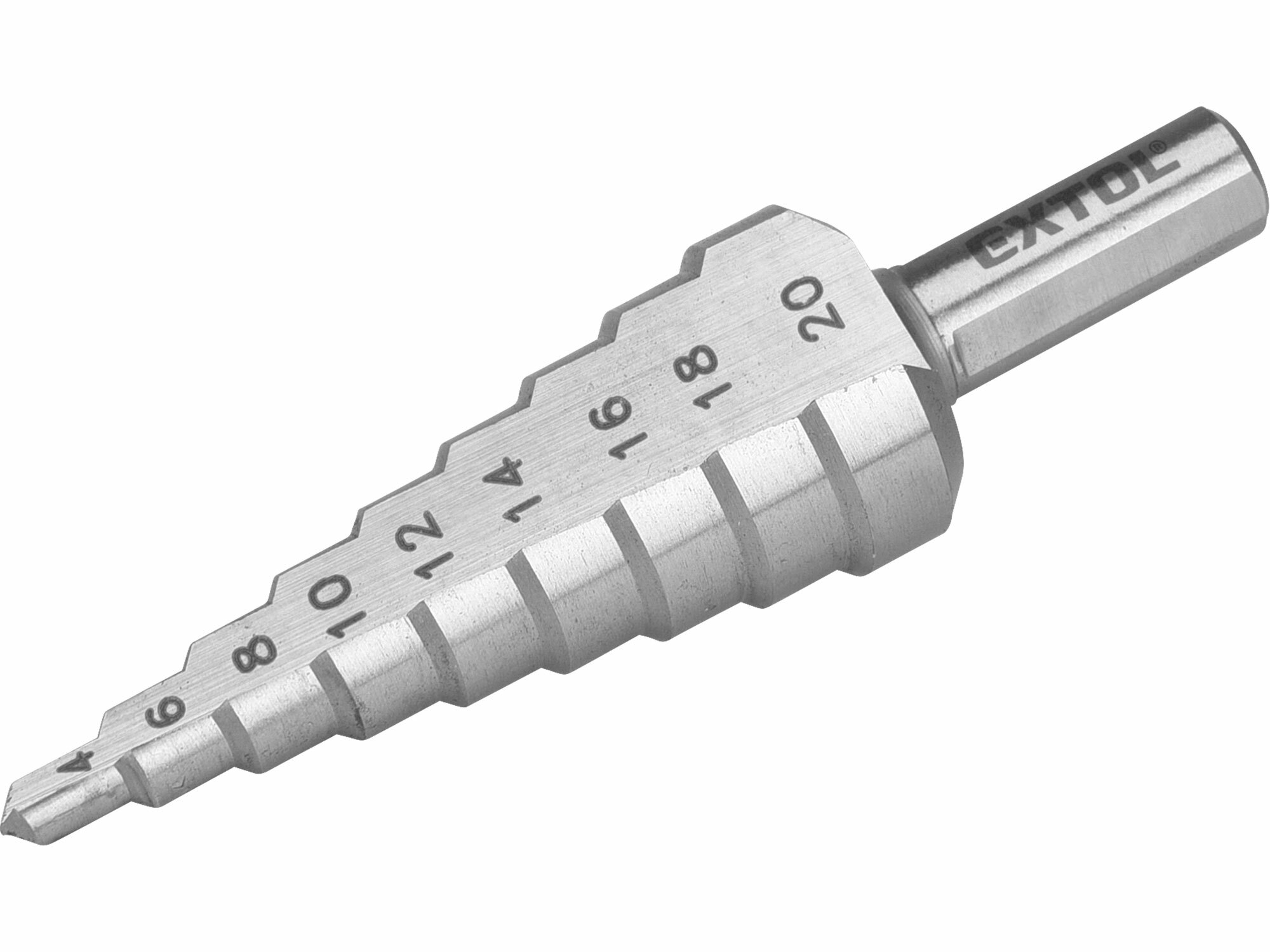 EXTOL PREMIUM 8801162 Vrták stupňovitý DIN 1412C, ø4-20mm, stupňovanie 2mm, 9 otvorov