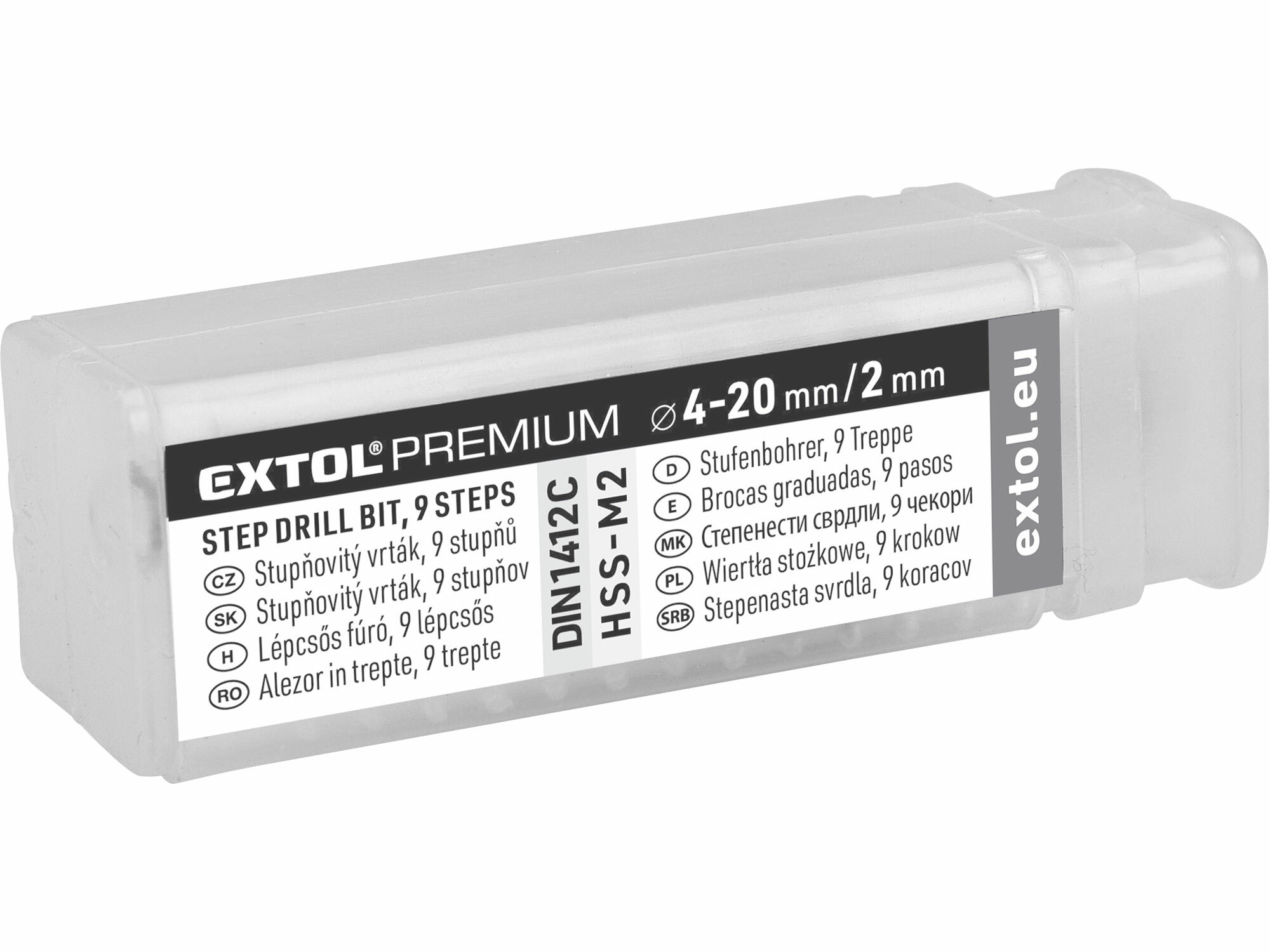 EXTOL PREMIUM 8801162 Vrták stupňovitý DIN 1412C, ø4-20mm, stupňovanie 2mm, 9 otvorov