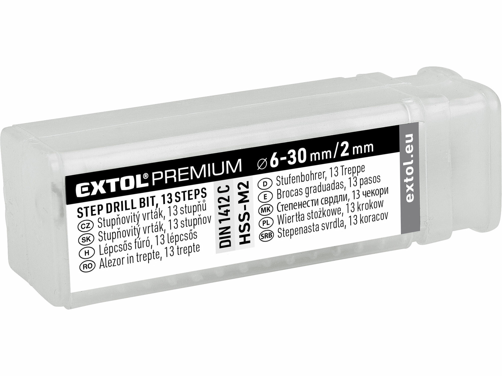 EXTOL PREMIUM 8801163 Vrták stupňovitý DIN 1412C, ø6-30mm, stupňovanie 2mm, 13 otvorov