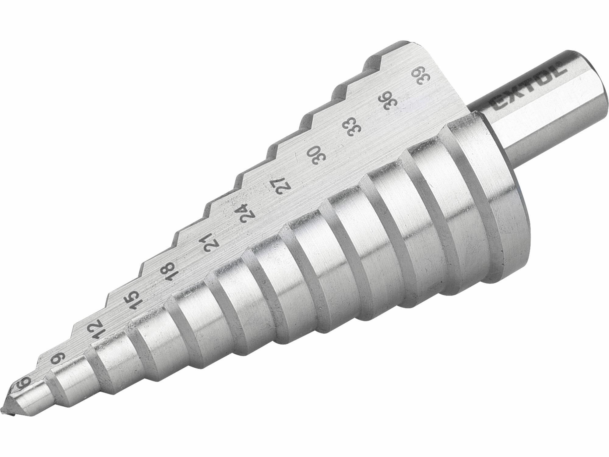 EXTOL PREMIUM 8801166 Vrták stupňovitý DIN 1412C, ø6-39mm, stupňovanie 3mm, 12 otvorov