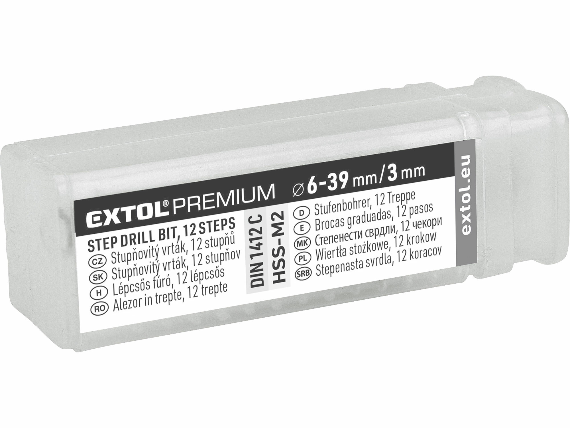 EXTOL PREMIUM 8801166 Vrták stupňovitý DIN 1412C, ø6-39mm, stupňovanie 3mm, 12 otvorov