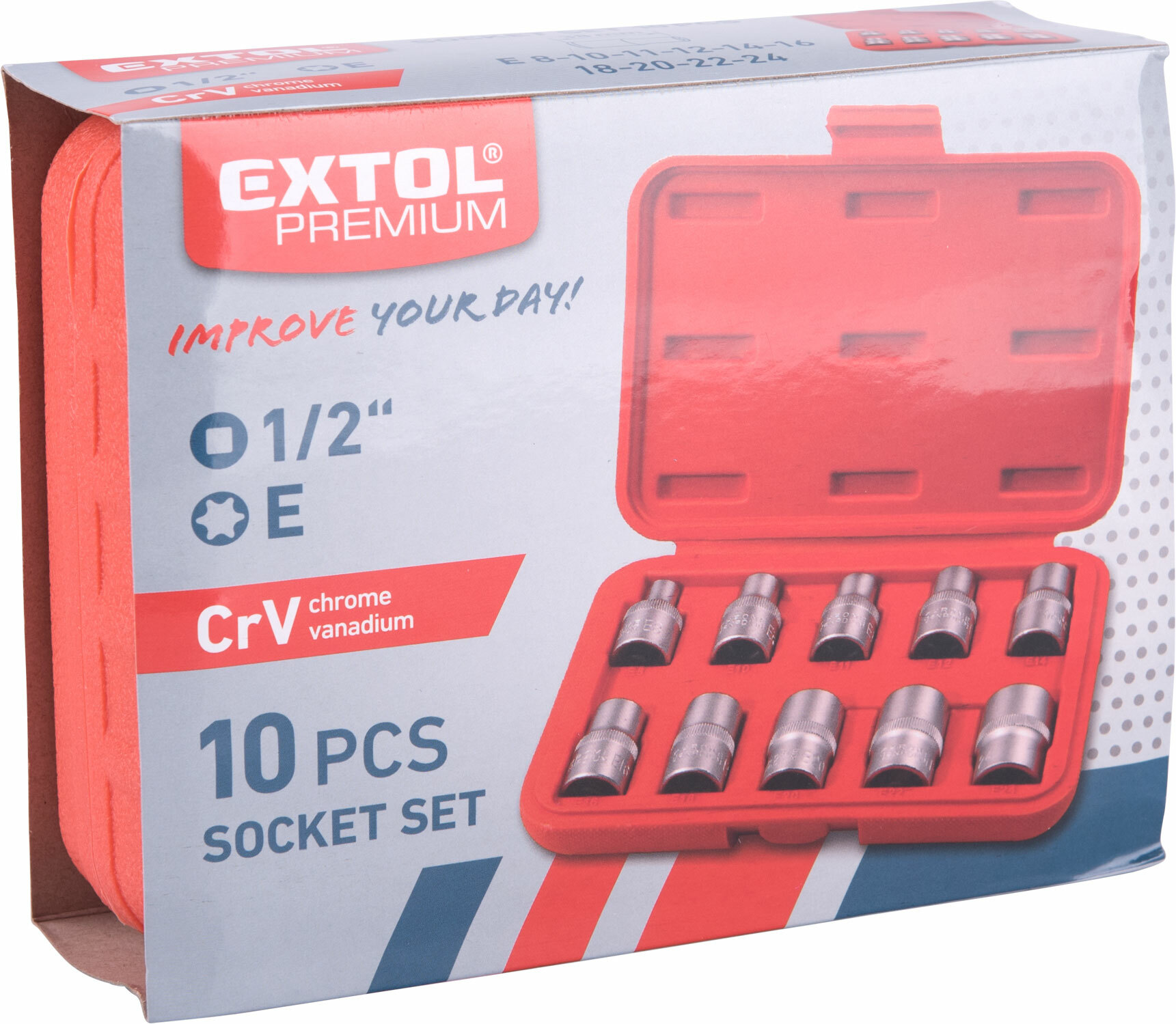 EXTOL PREMIUM 8818128 Hlavice nástrčné TORX, 1/2", 10ks, E8-24