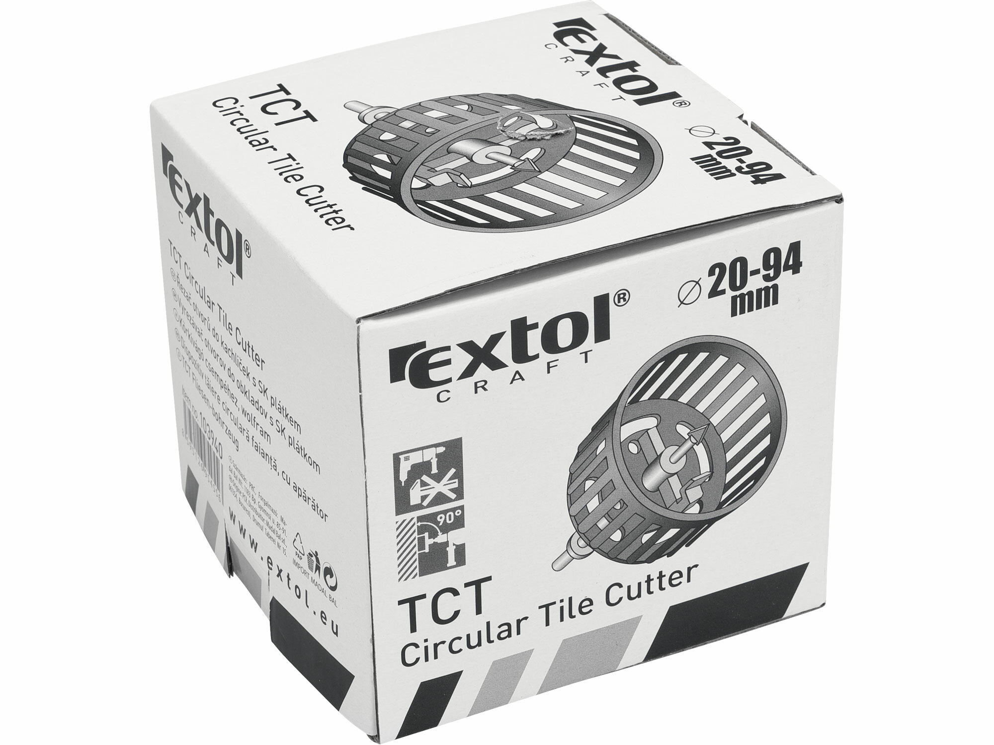 EXTOL CRAFT 103940 Vyrezávač otvorov do obkladov s SK plátkami s krytom,Ø20-94mm
