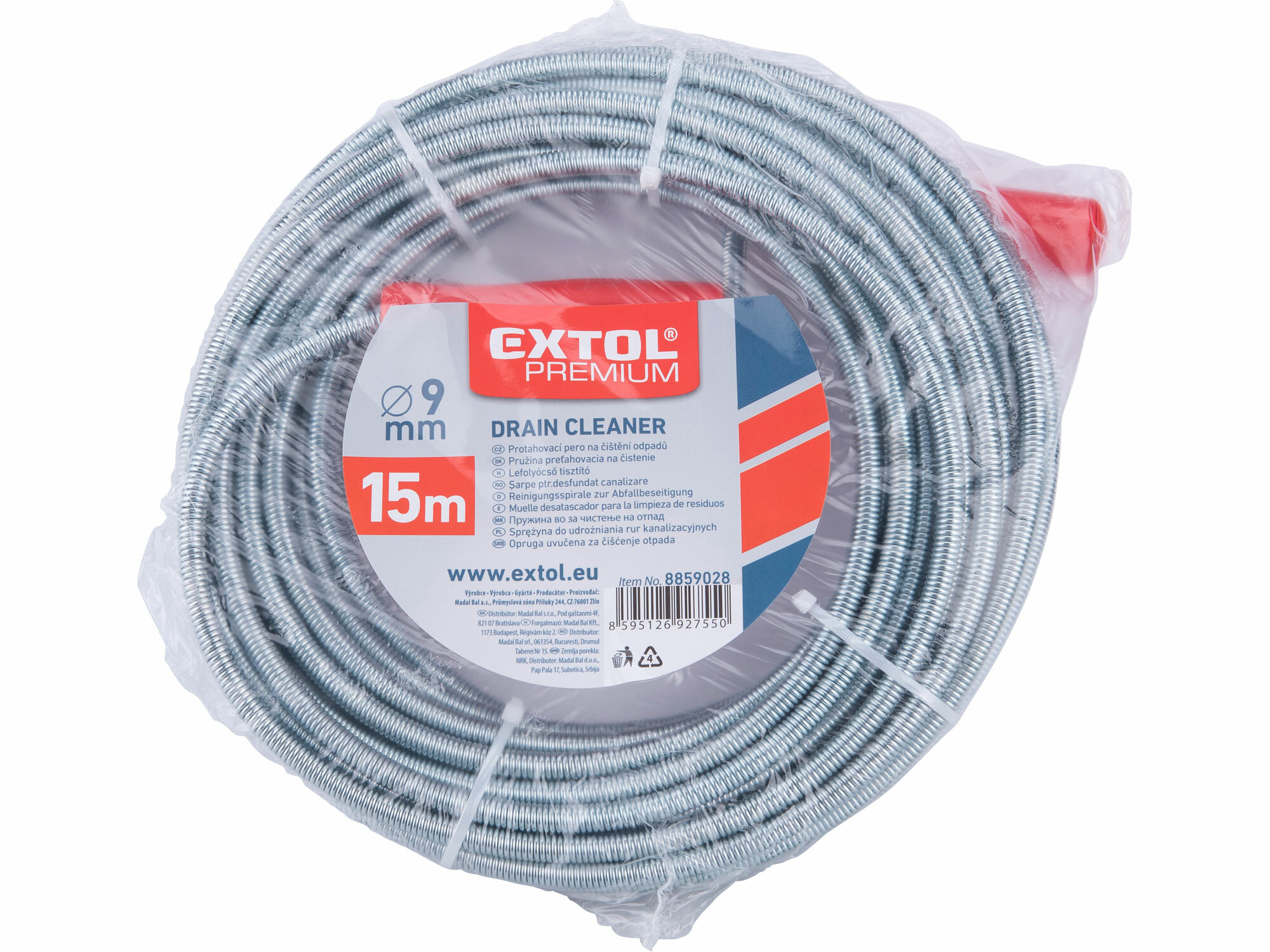 EXTOL PREMIUM 8859028 Pružina kanalizačná pochrómovaná ''krtko'' 15m, Ø9mm