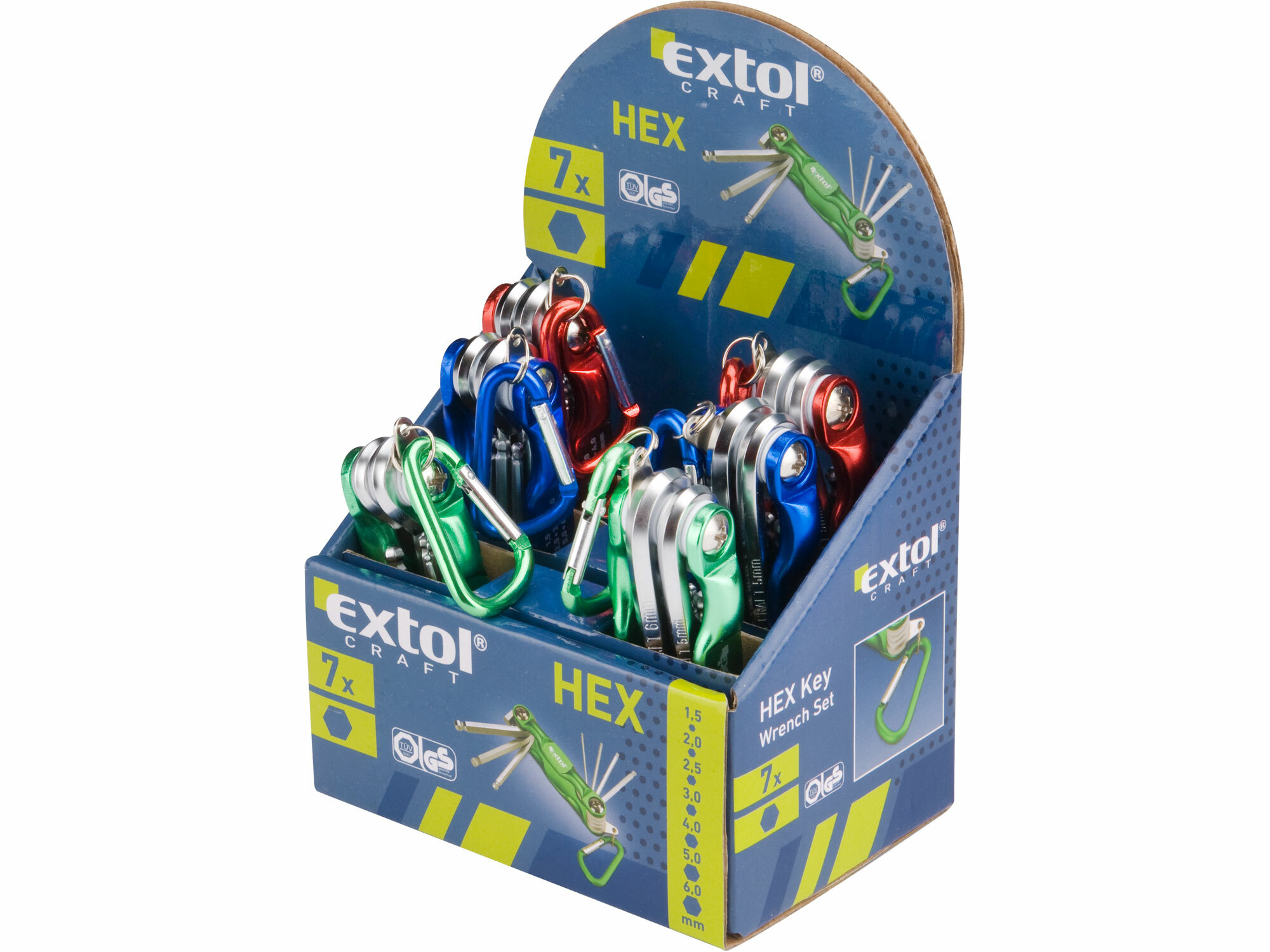 EXTOL CRAFT 66006 Kľúče imbusové skladacie s guľôčkou, 7-dielna sada, 1,5-6mm