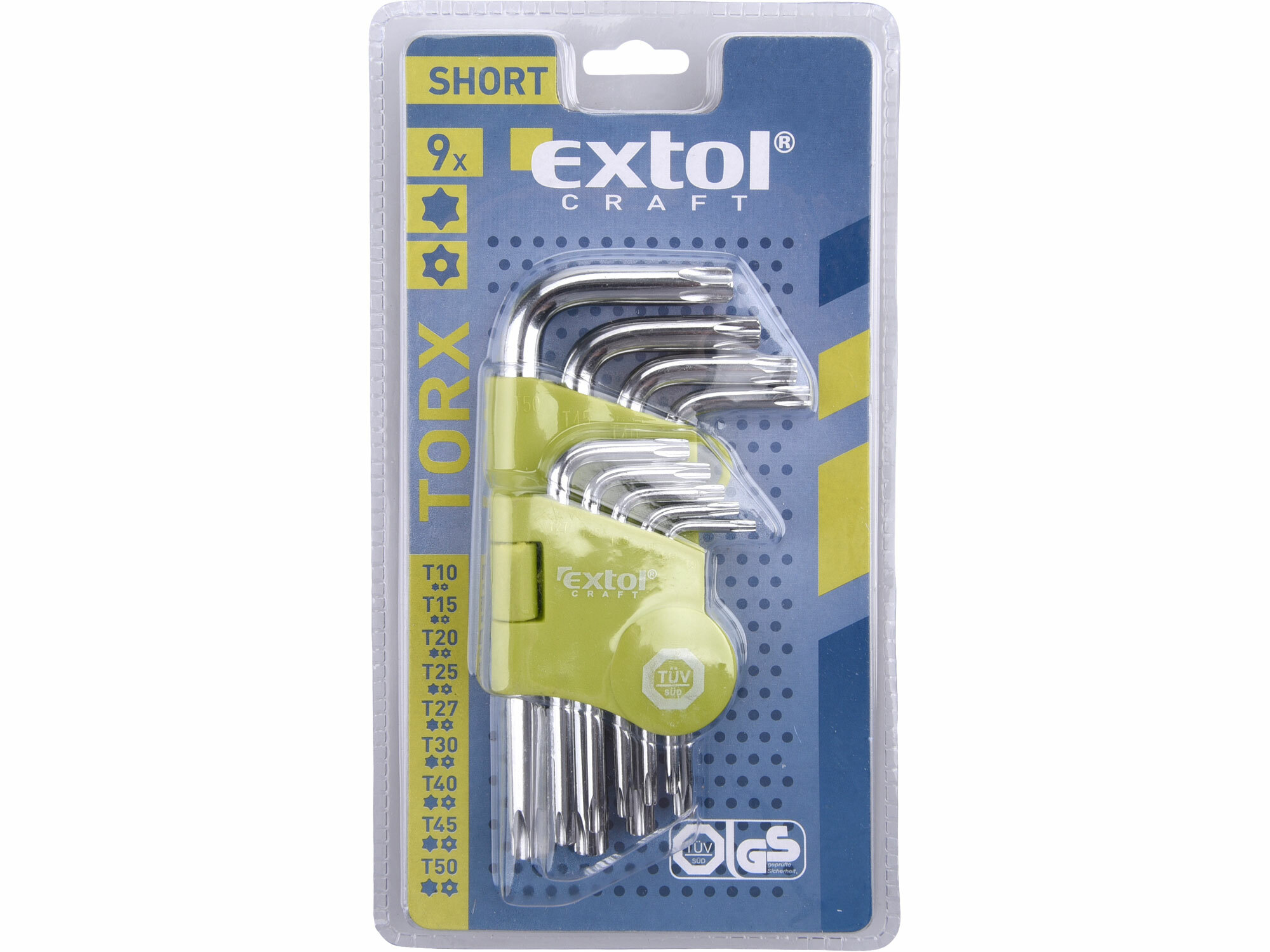 EXTOL CRAFT 66010 Kľúče Torx s dierkou krátke, 9-dielna sada, T10-50