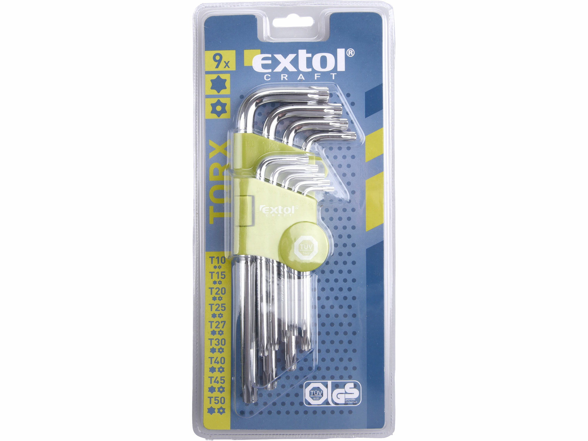 EXTOL CRAFT 66011 Kľúče Torx s dierkou, 9-dielna sada, T10-50