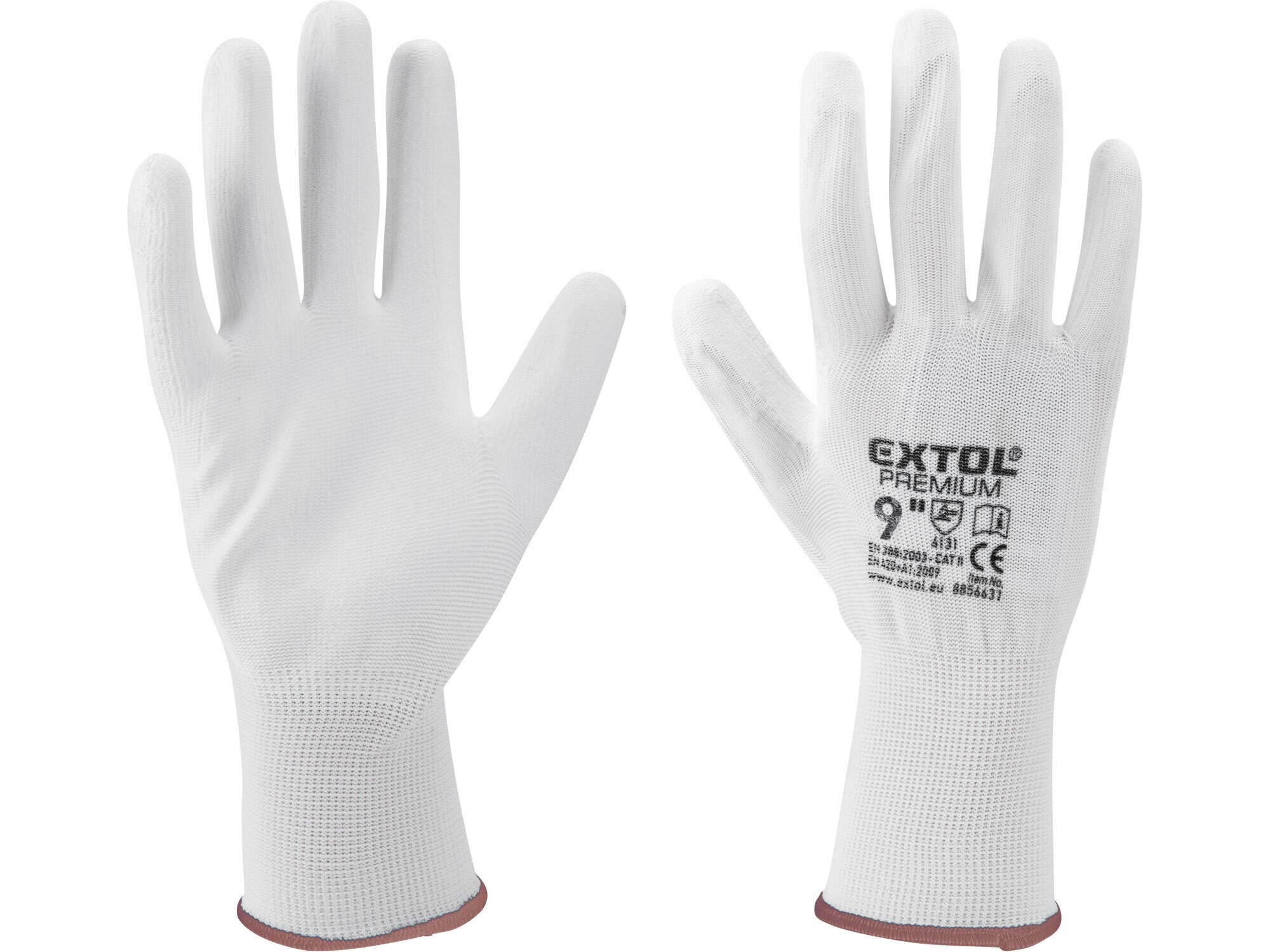 EXTOL PREMIUM 8856631 Rukavice z polyesteru polomáčané v PU, biele, 9"