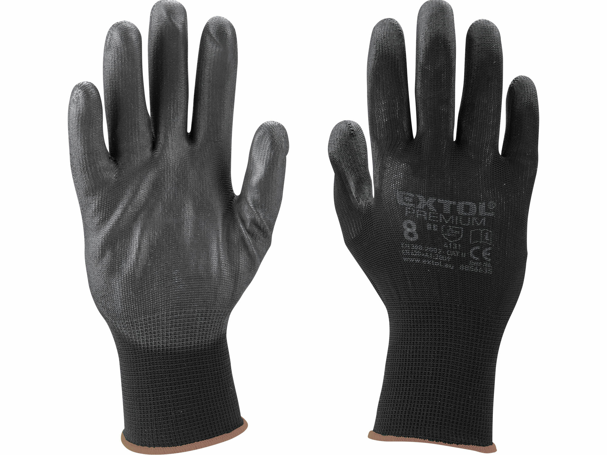 EXTOL PREMIUM 8856635 Rukavice z polyesteru polomáčané v PU, čierne, 8"