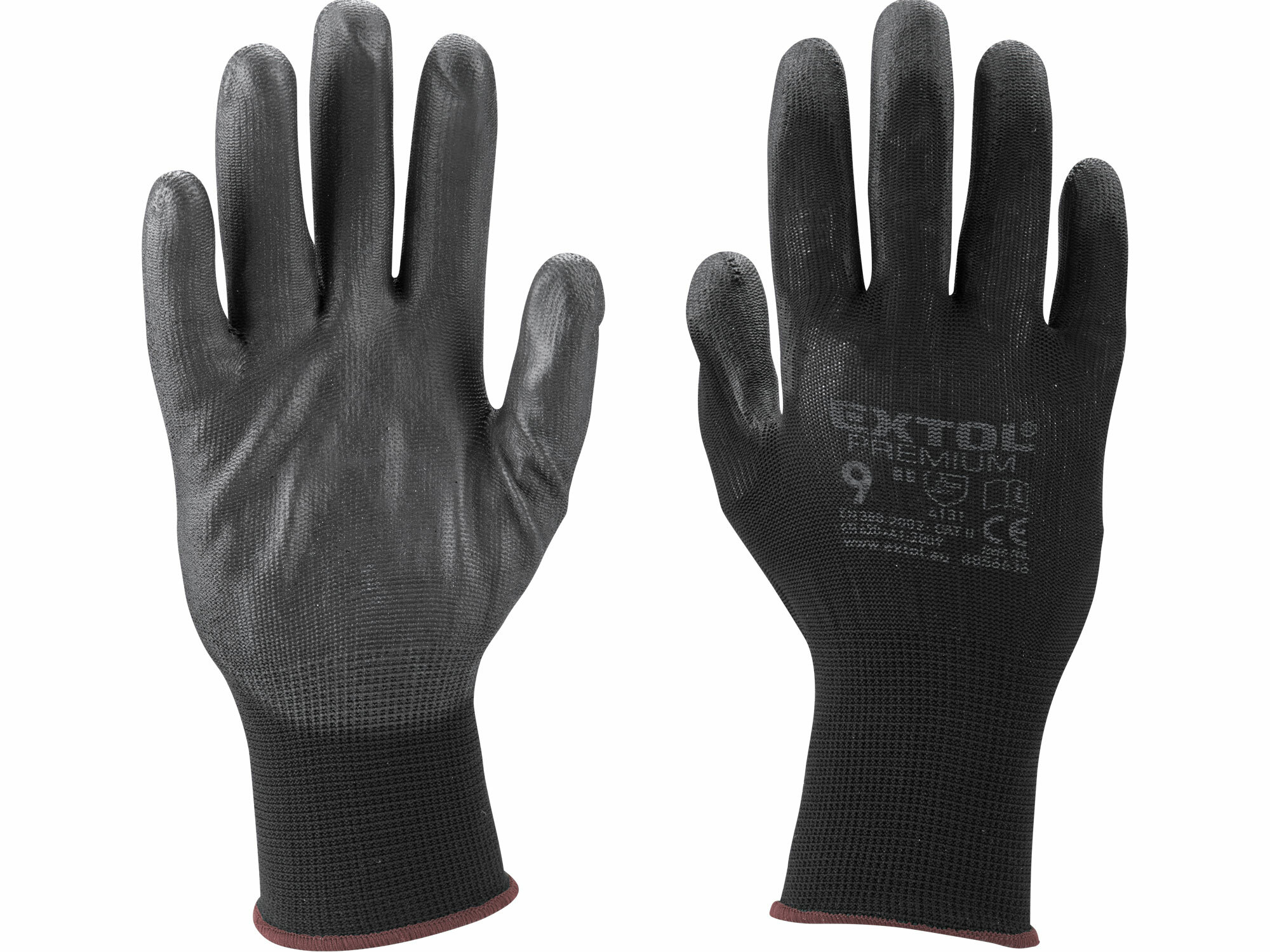 EXTOL PREMIUM 8856636 Rukavice z polyesteru polomáčané v PU, čierne, 9"
