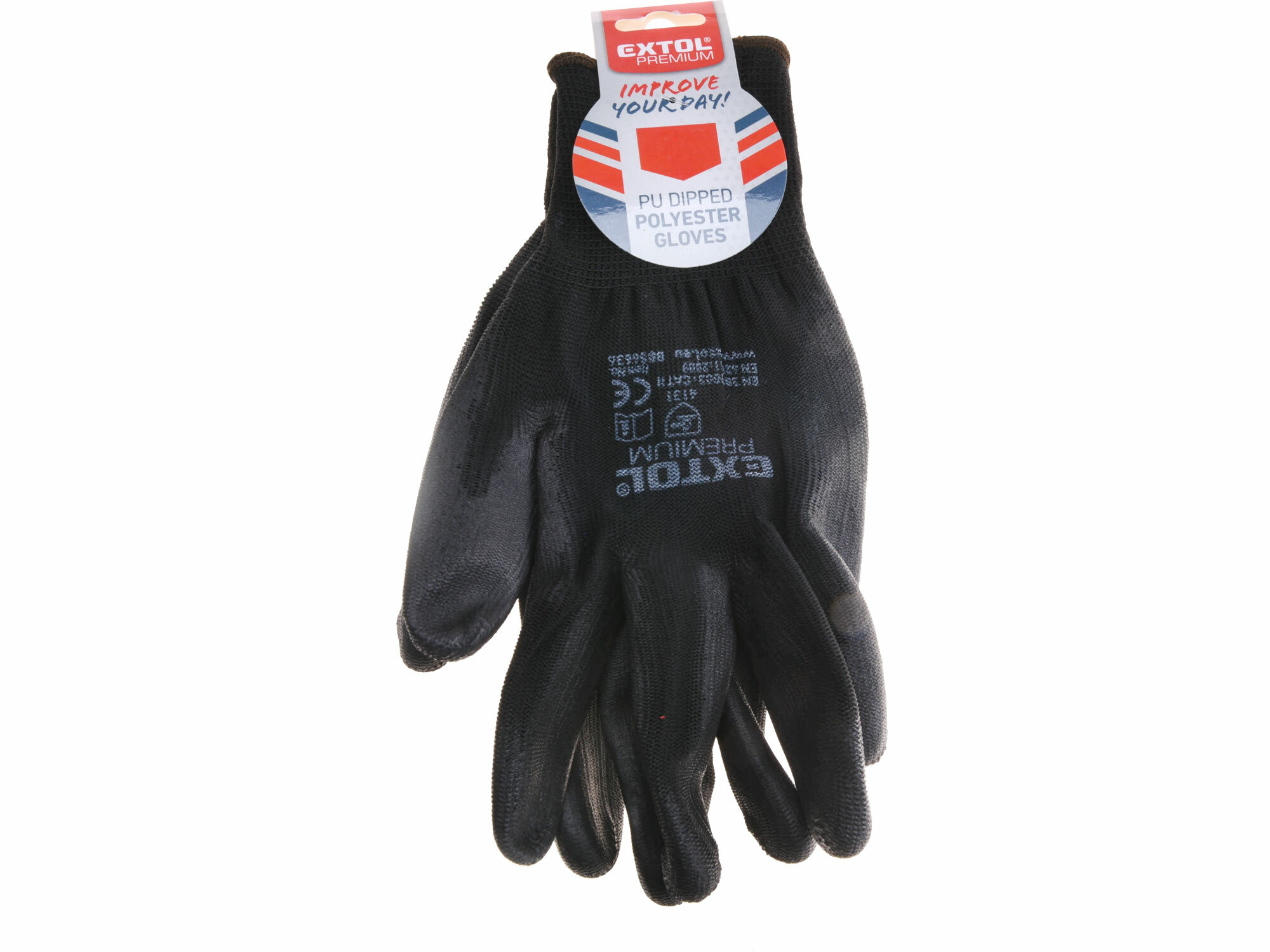 EXTOL PREMIUM 8856637 Rukavice z polyesteru polomáčané v PU, čierne, 10"