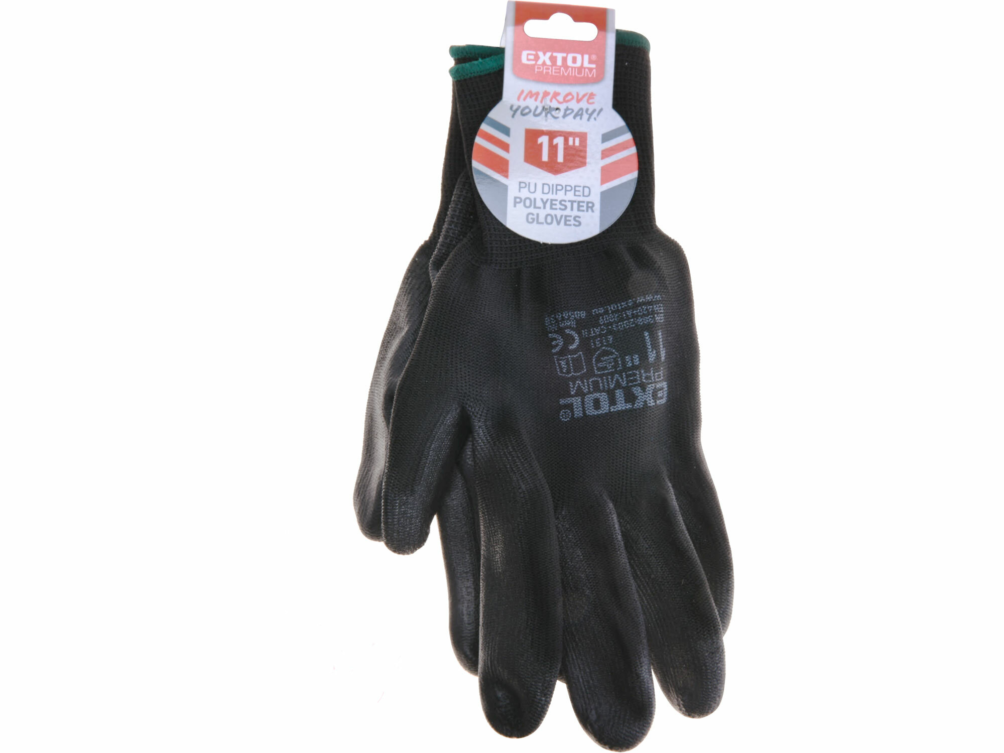 EXTOL PREMIUM 8856638 Rukavice z polyesteru polomáčané v PU, čierne, 11"