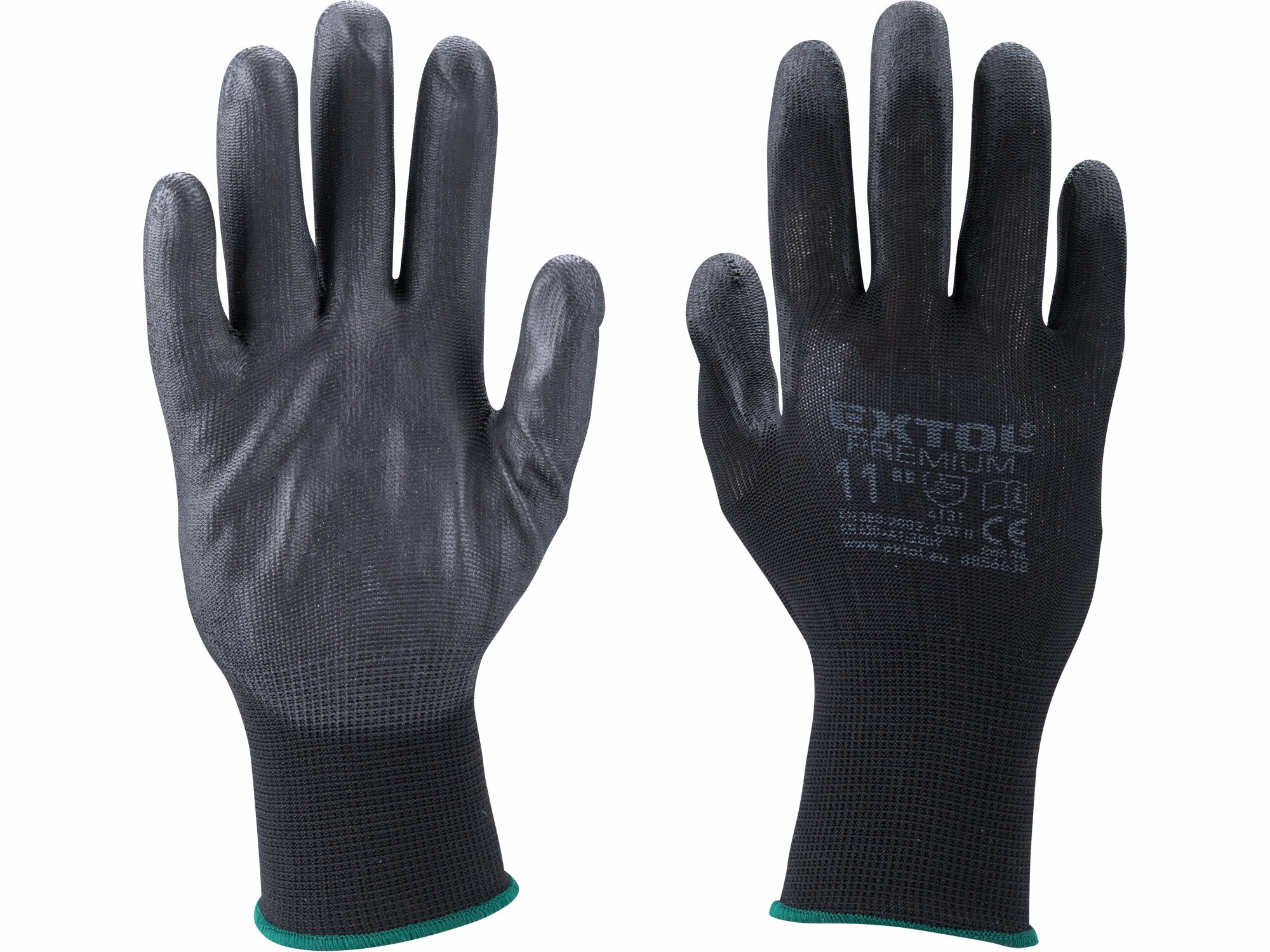 EXTOL PREMIUM 8856638 Rukavice z polyesteru polomáčané v PU, čierne, 11"