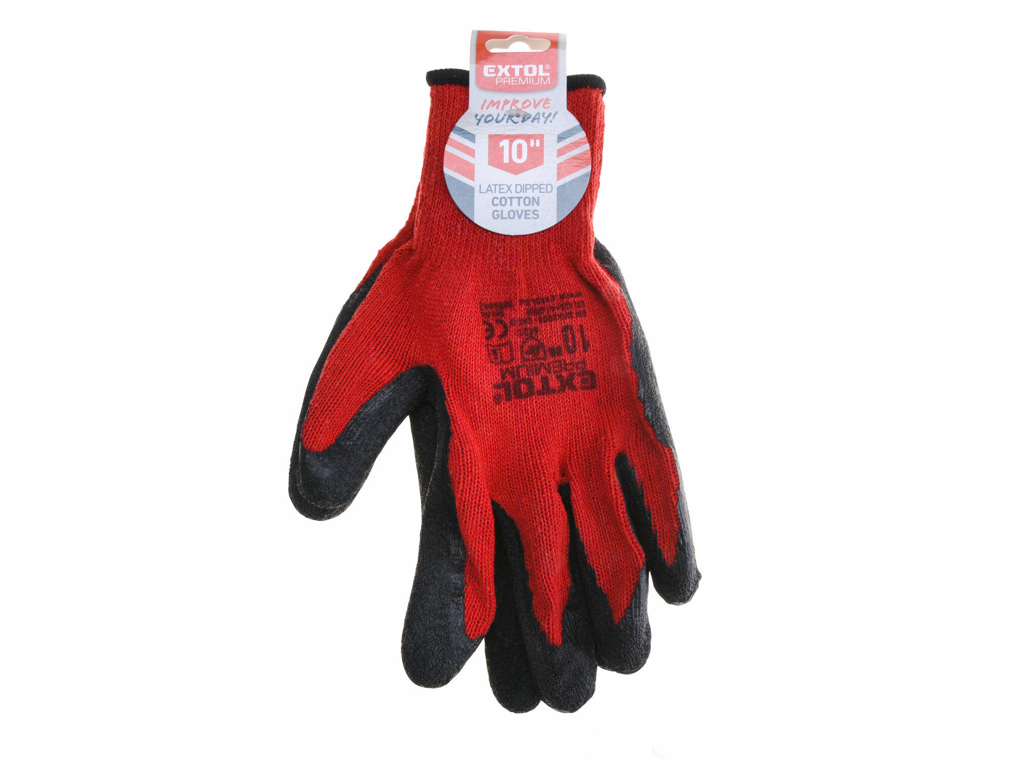 EXTOL PREMIUM 8856642 Rukavice bavlnené polomáčané v latexe, 10"