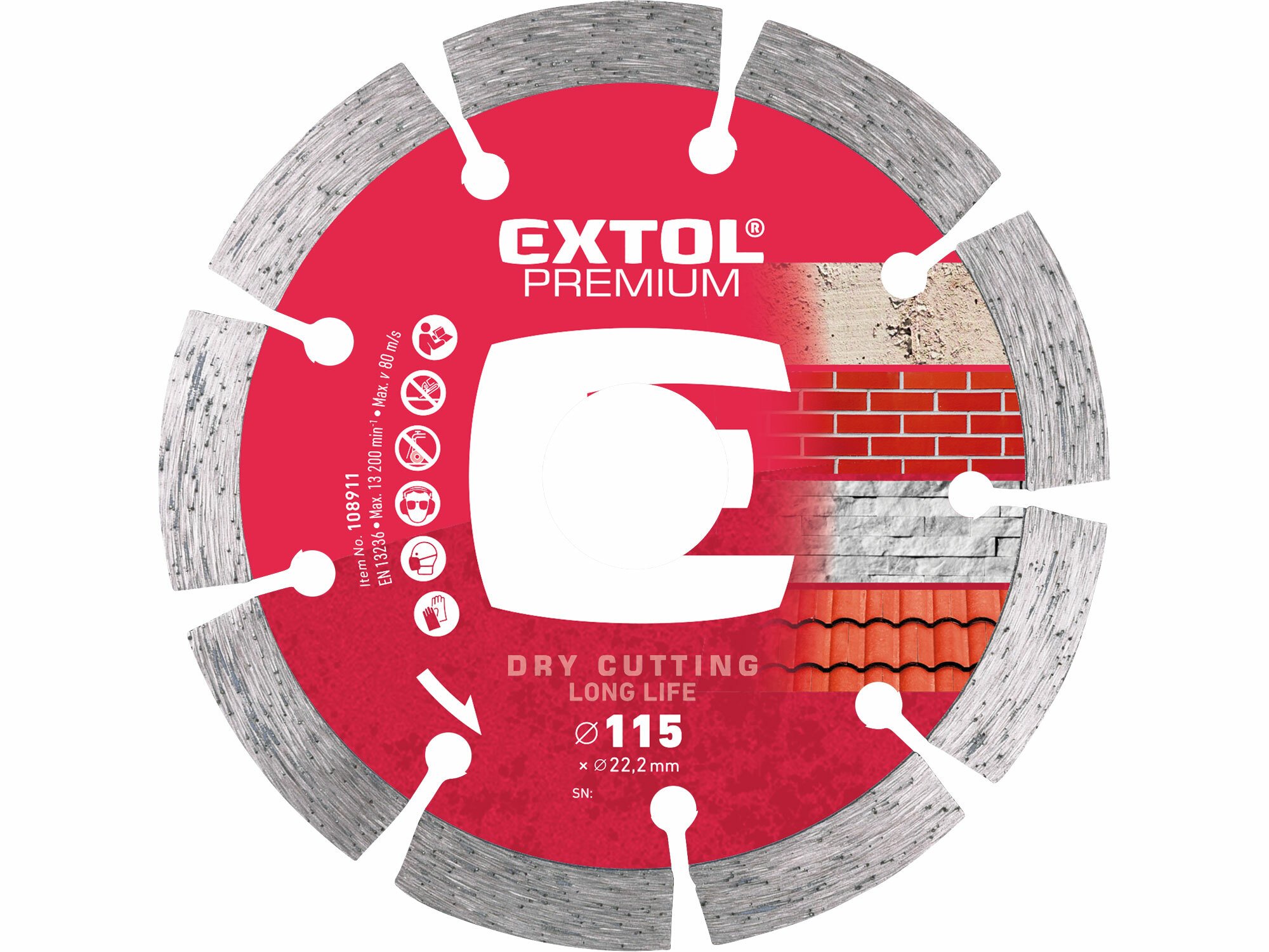 EXTOL PREMIUM 108911 Kotúč rezný diamantový segmentový Long Life, 115mm