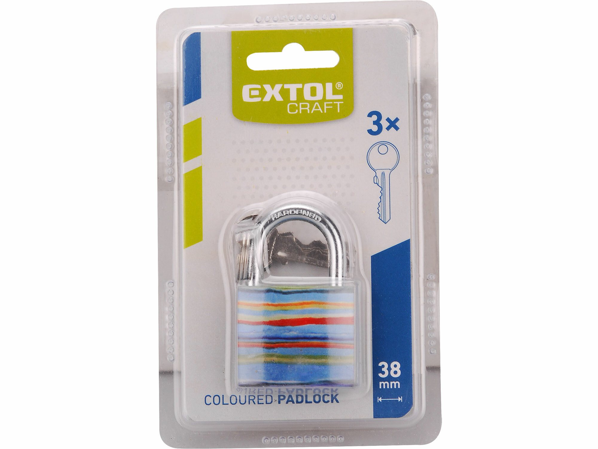 EXTOL CRAFT 77021 Zámok vysací liatinový farebný 38mm, 3 kľúče