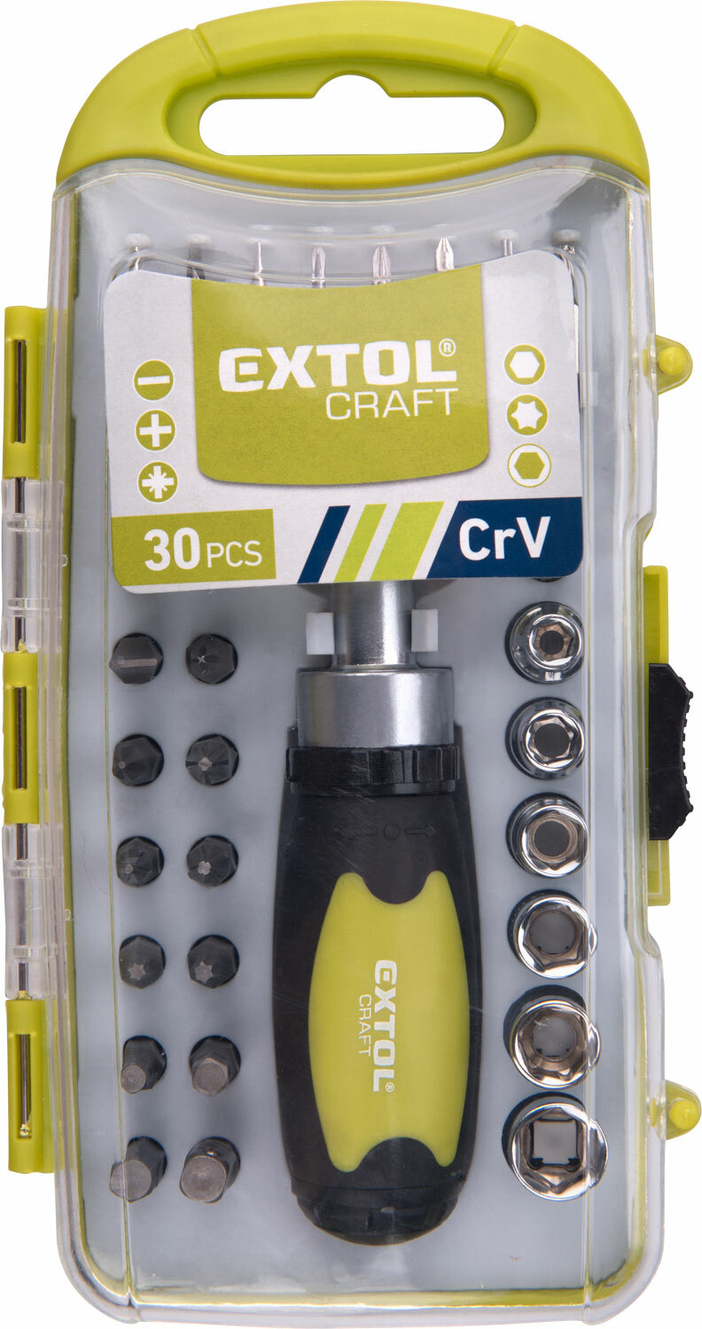 EXTOL CRAFT 53091 Skrutkovač na bity račňový, magnetický, 30-dielna sada