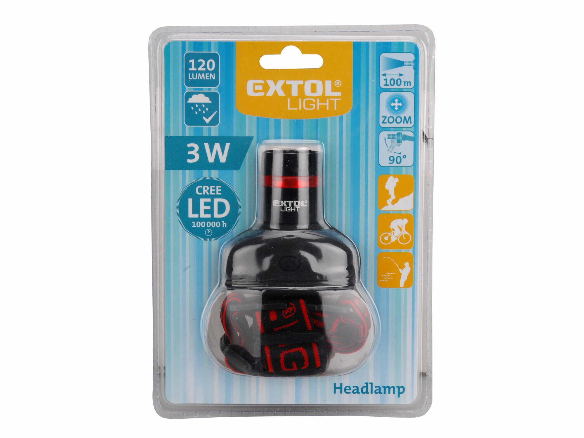EXTOL LIGHT 43100 Čelovka 3W CREE LED so ZOOM funkciou, 3 režimy svietenia
