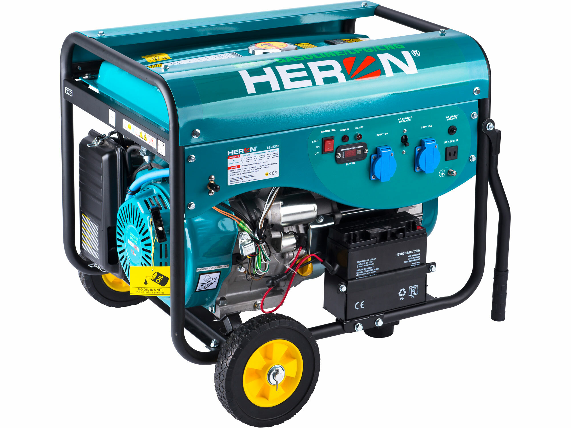 HERON 8896318 Elektrocentrála benzínová a plynová 1F, 5,5kW, elektrický štart