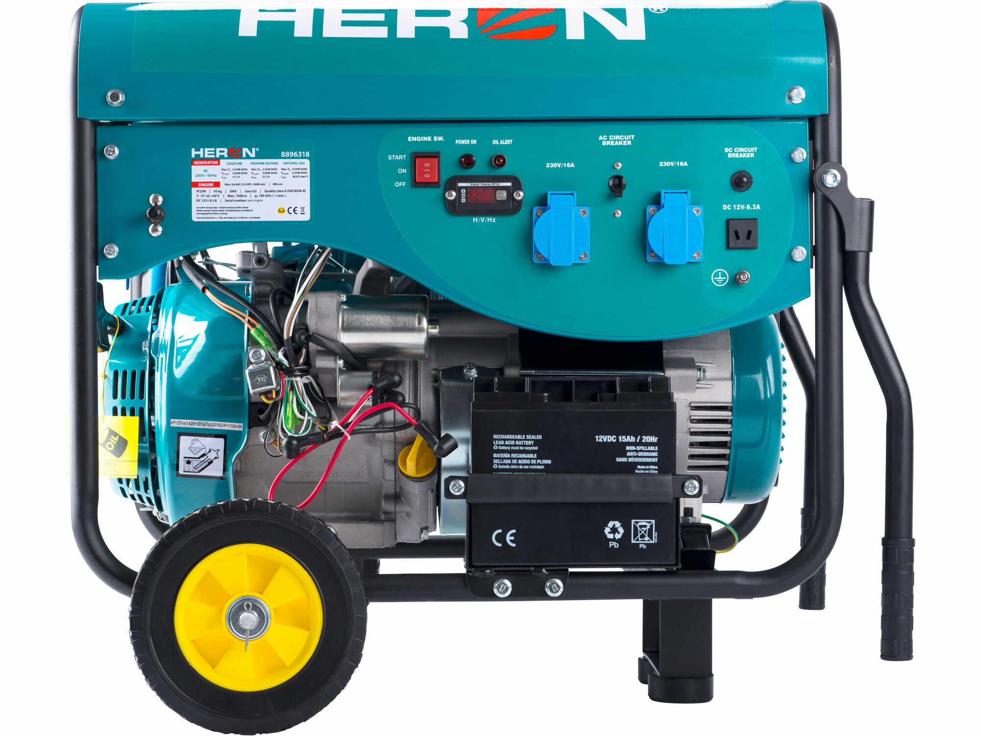 HERON 8896318 Elektrocentrála benzínová a plynová 1F, 5,5kW, elektrický štart