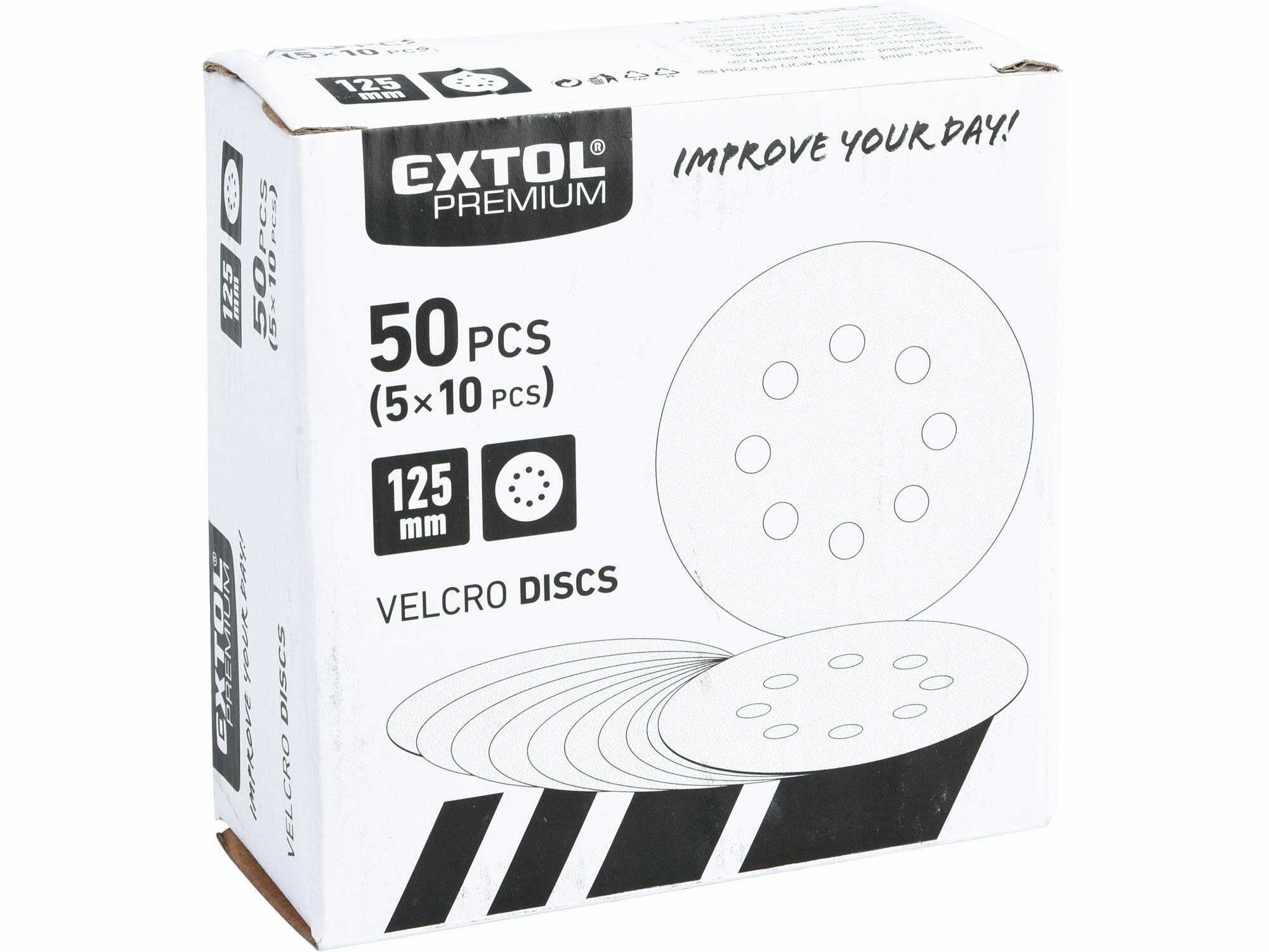 EXTOL PREMIUM 8803564 Papier brúsny na suchý zips Ø125mm s otvormi, P100, 10ks