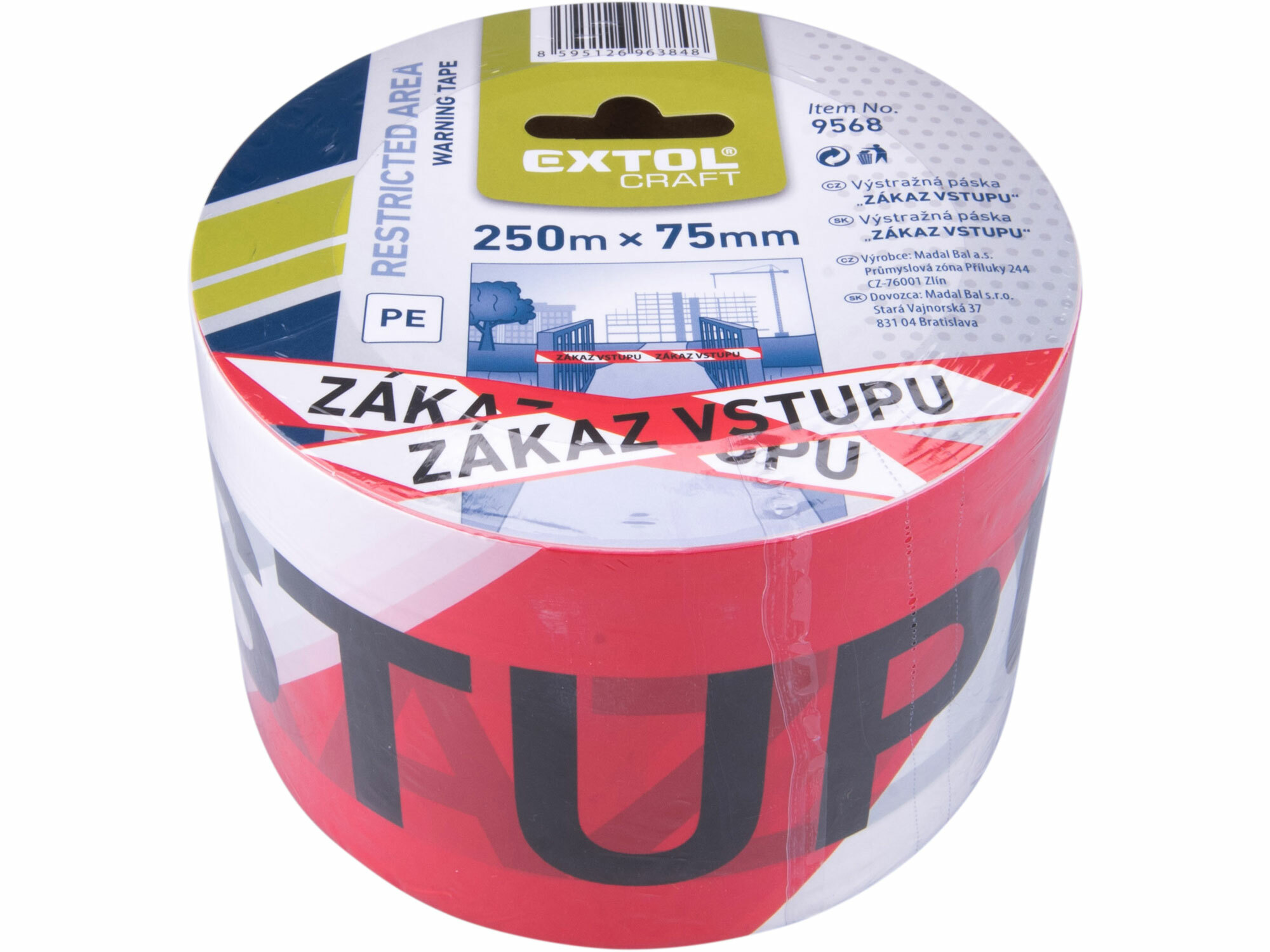 EXTOL CRAFT 9568 Páska ZÁKAZ VSTUPU červeno-biela, 75mm x 250m